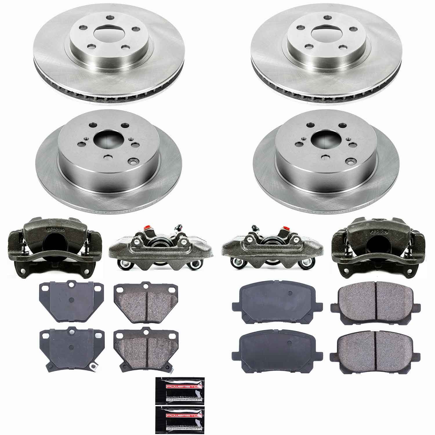 Power Stop - KCOE2317 - Front and Rear - Disc Brake Pad/Caliper and Rotor Kit image 1