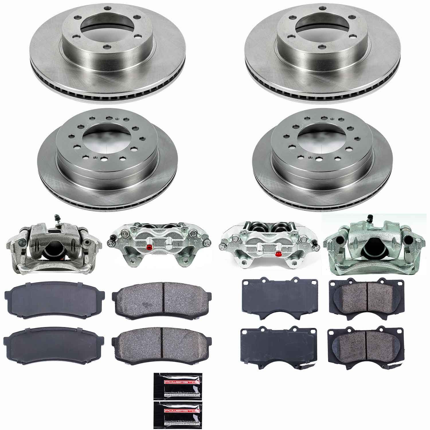 Power Stop - KCOE2325 - Front and Rear - Disc Brake Pad/Caliper and Rotor Kit image 1