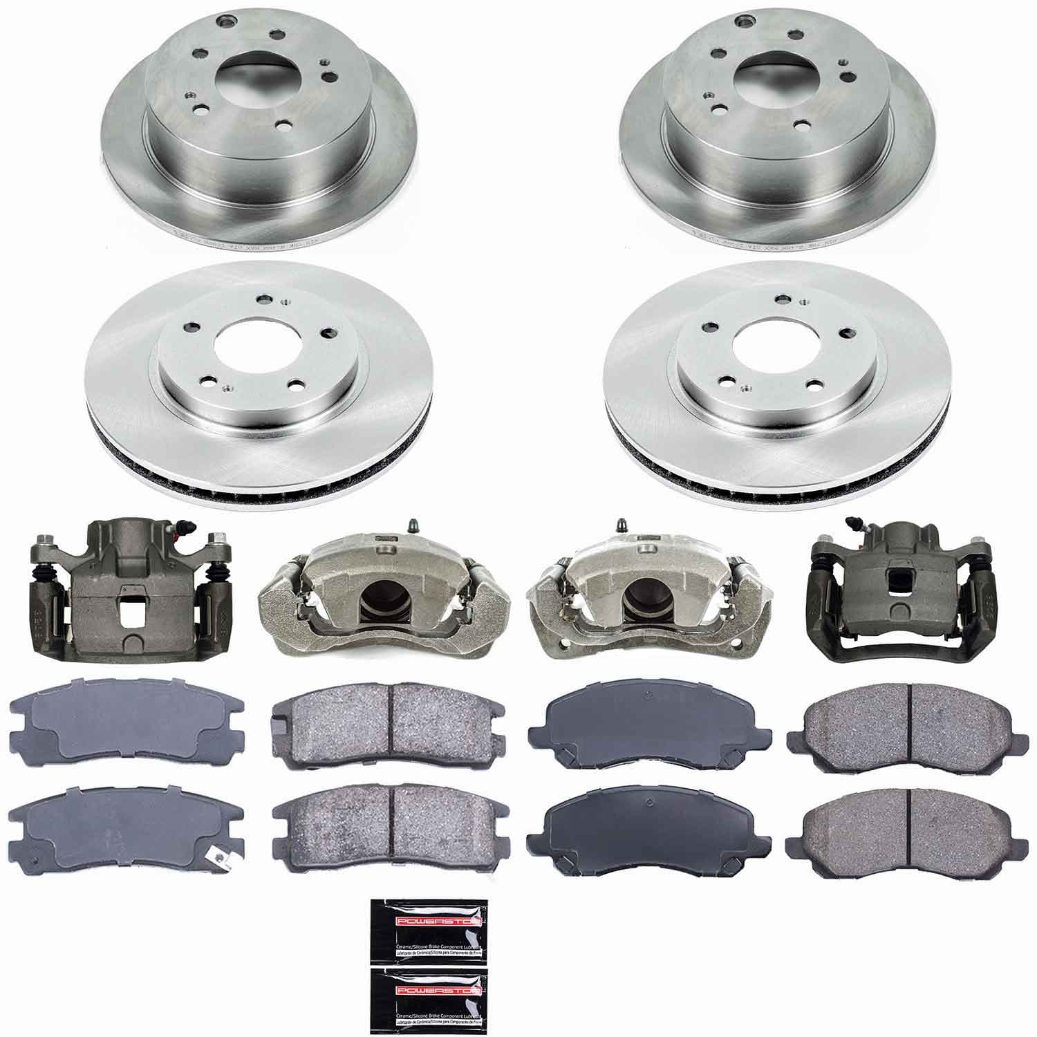 Power Stop - KCOE2395 - Front and Rear - Disc Brake Pad/Caliper and Rotor Kit image 1