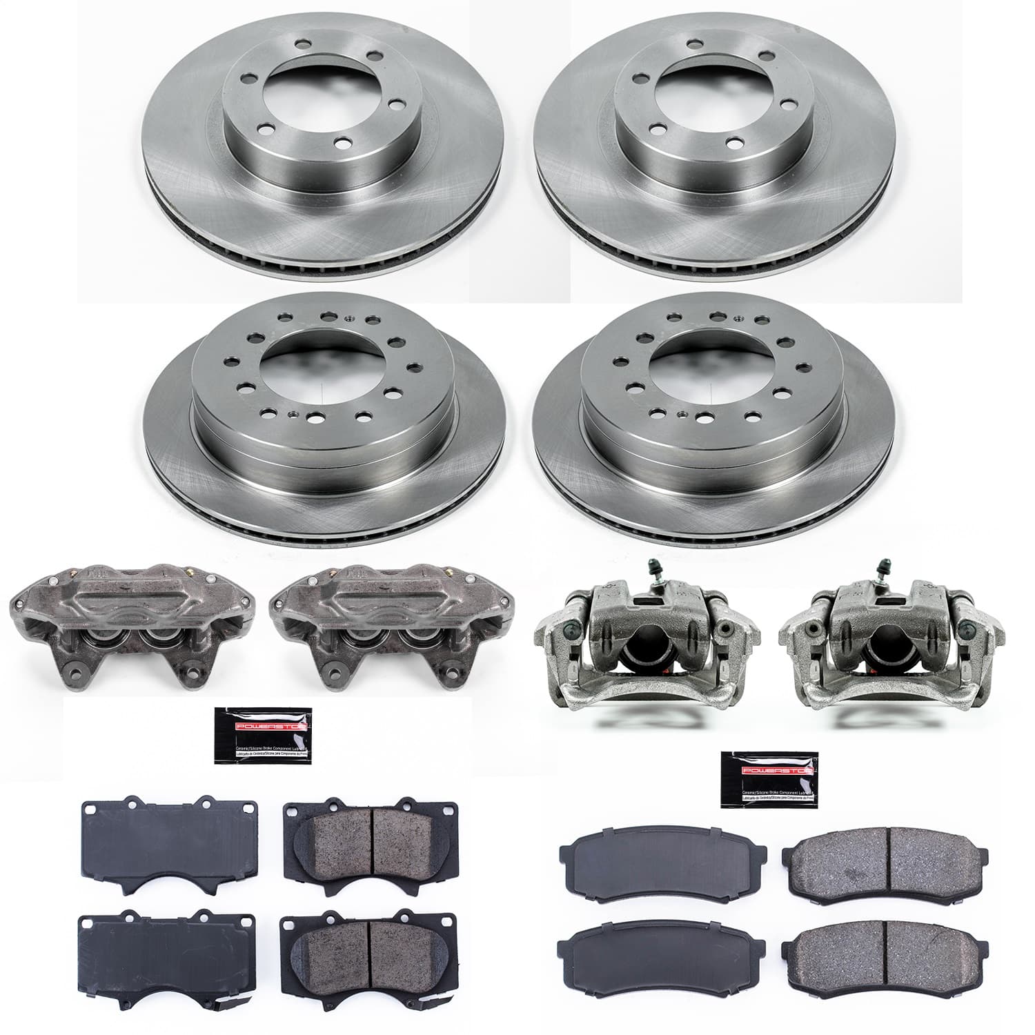 Power Stop - KCOE2422A - Front and Rear - Disc Brake Pad/Caliper and Rotor Kit image 1