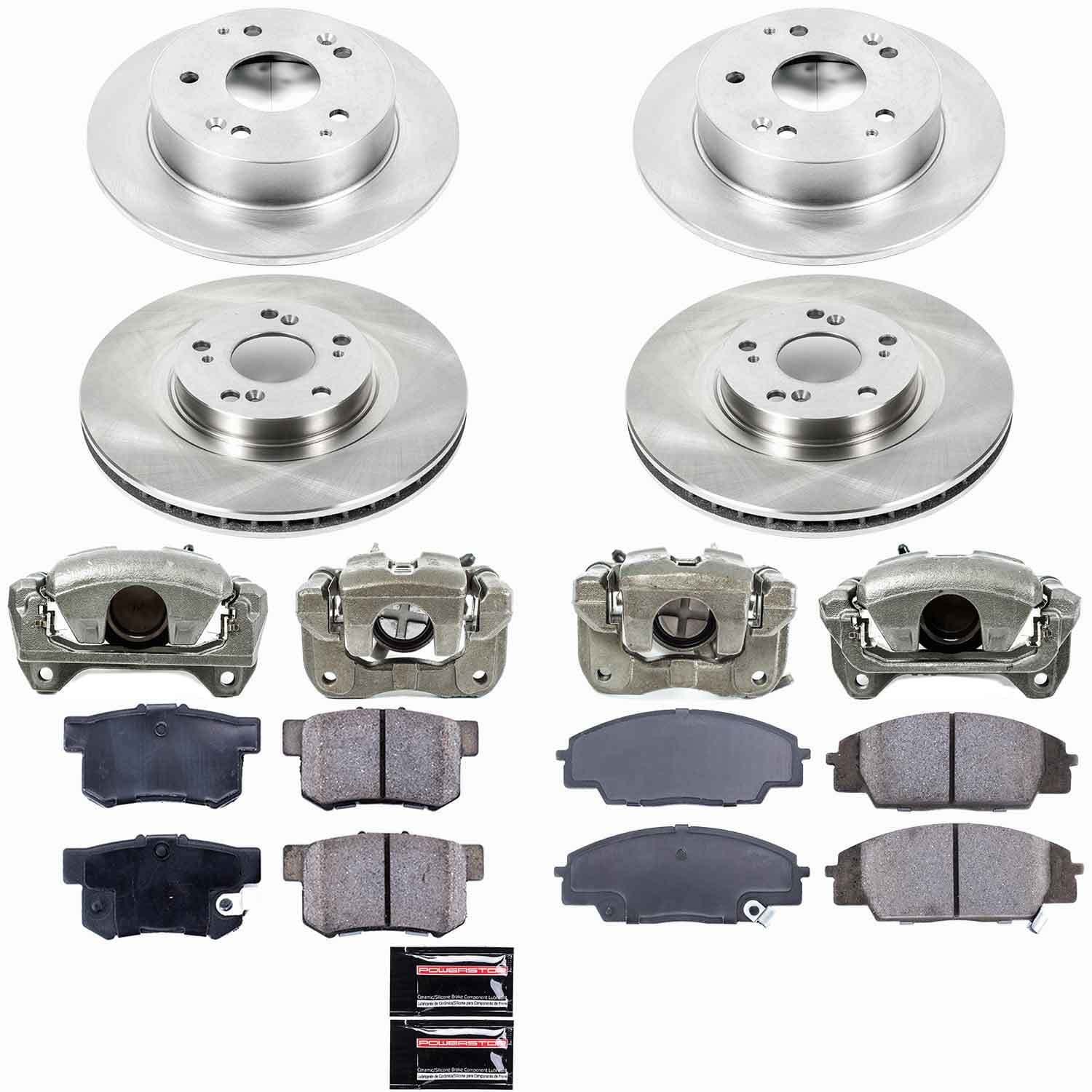 Power Stop - KCOE2441 - Front and Rear - Disc Brake Pad/Caliper and Rotor Kit image 1