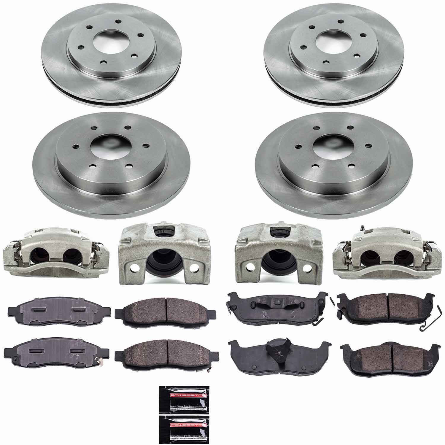 Power Stop - KCOE2443 - Front and Rear - Disc Brake Pad/Caliper and Rotor Kit image 1