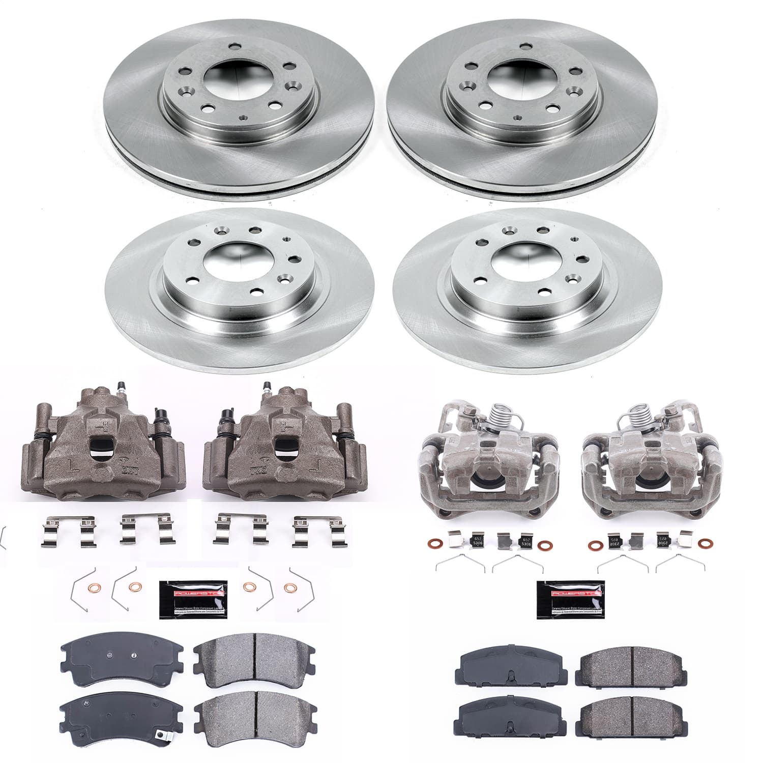 Power Stop - KCOE2449 - Front and Rear - Disc Brake Pad/Caliper and Rotor Kit image 1