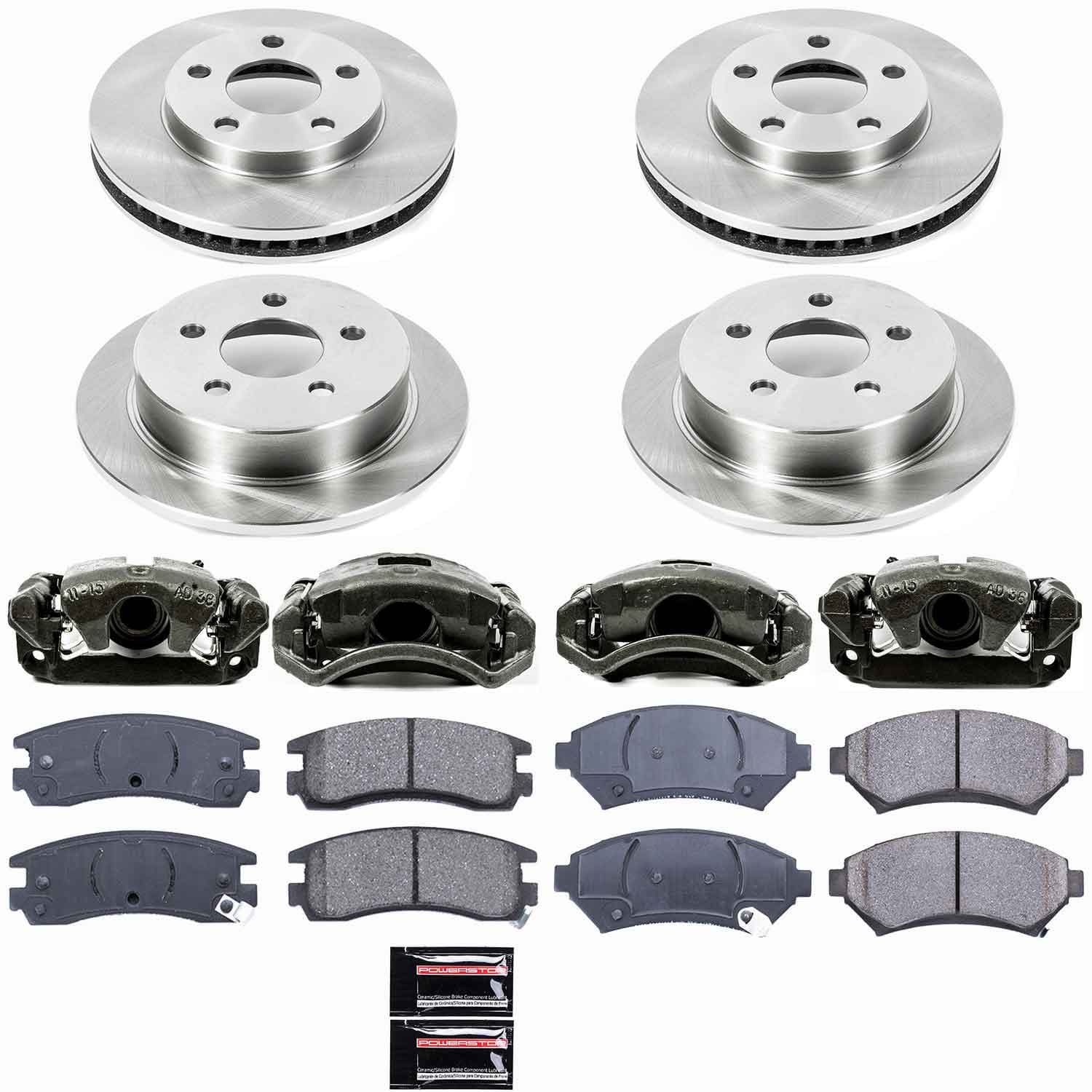 Power Stop - KCOE2554 - Front and Rear - Disc Brake Pad/Caliper and Rotor Kit image 1