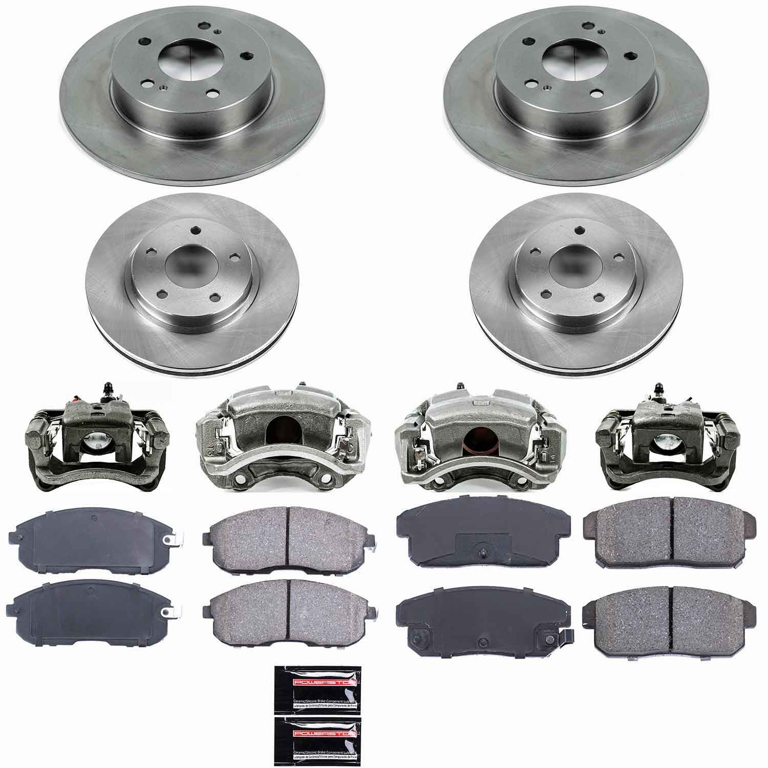 Power Stop - KCOE2703 - Front and Rear - Disc Brake Pad/Caliper and Rotor Kit image 1