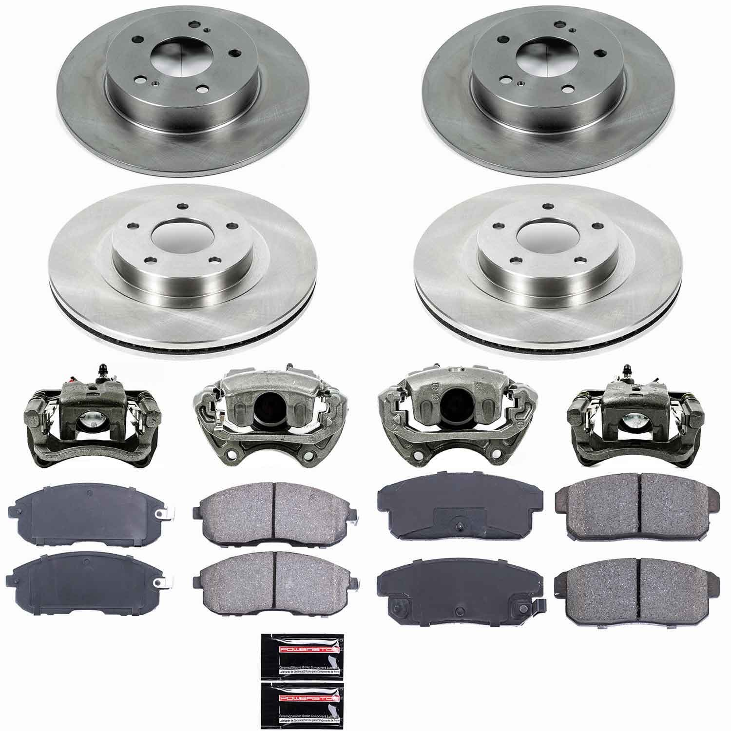 Power Stop - KCOE2706 - Front and Rear - Disc Brake Pad/Caliper and Rotor Kit image 1