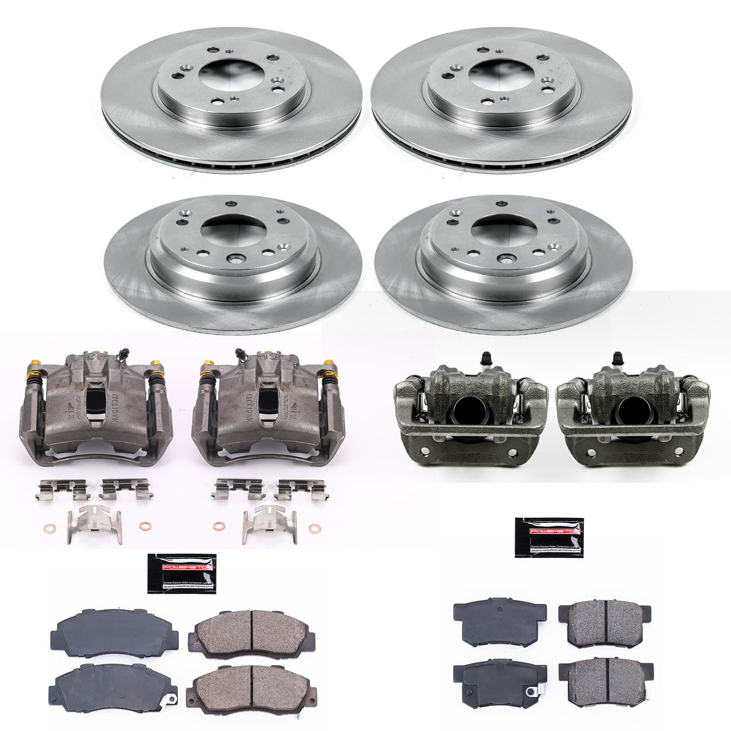 Power Stop - KCOE2717 - Front and Rear - Disc Brake Pad/Caliper and Rotor Kit image 1
