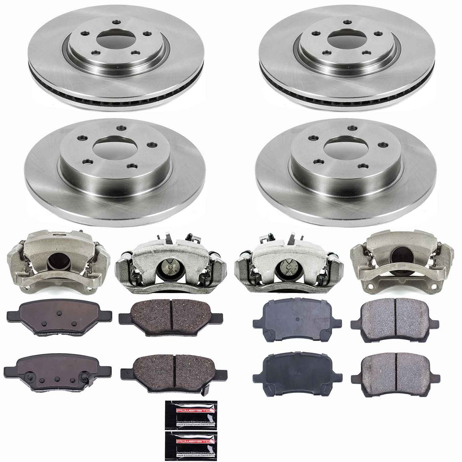 Power Stop - KCOE2731 - Front and Rear - Disc Brake Pad/Caliper and Rotor Kit image 1