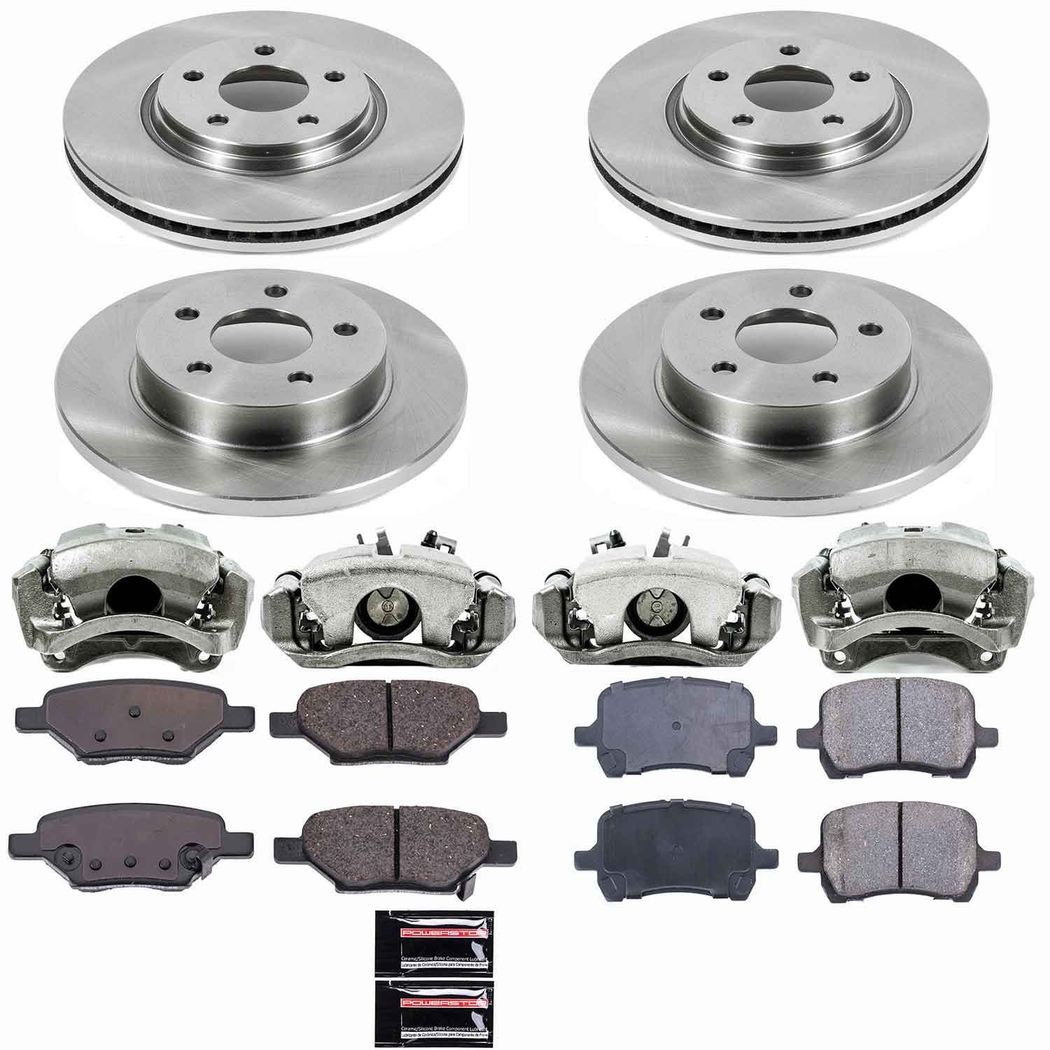 Power Stop - KCOE2731A - Front and Rear - Disc Brake Pad/Caliper and Rotor Kit image 1