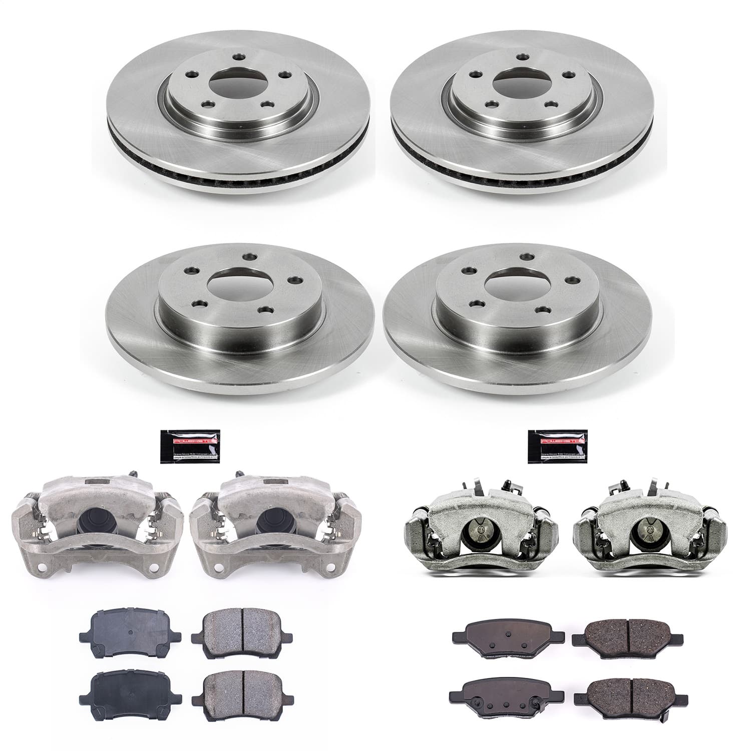 Power Stop - KCOE2731B - Front and Rear - Disc Brake Pad/Caliper and Rotor Kit image 1
