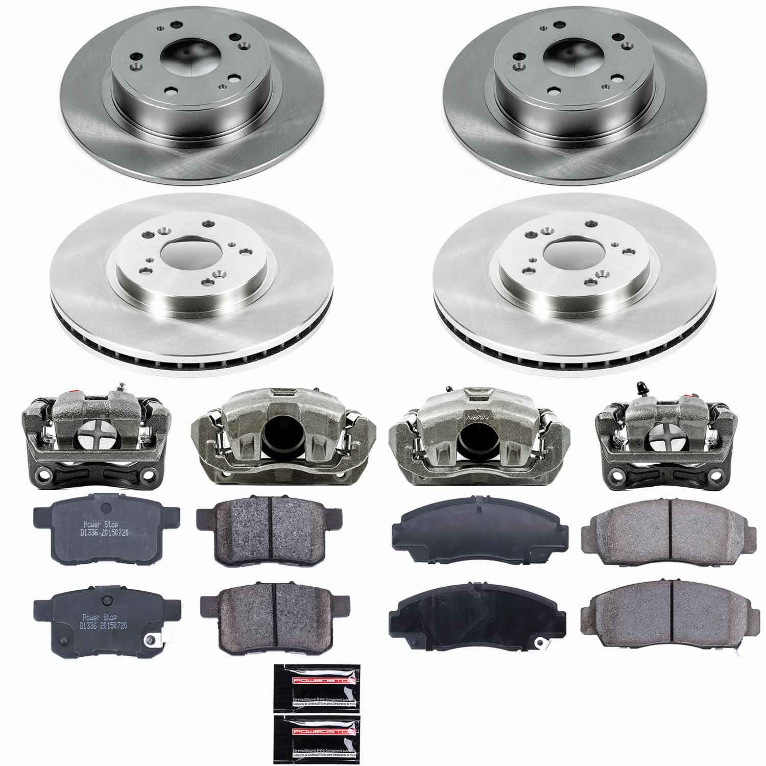 Power Stop - KCOE2742 - Front and Rear - Disc Brake Pad/Caliper and Rotor Kit image 1