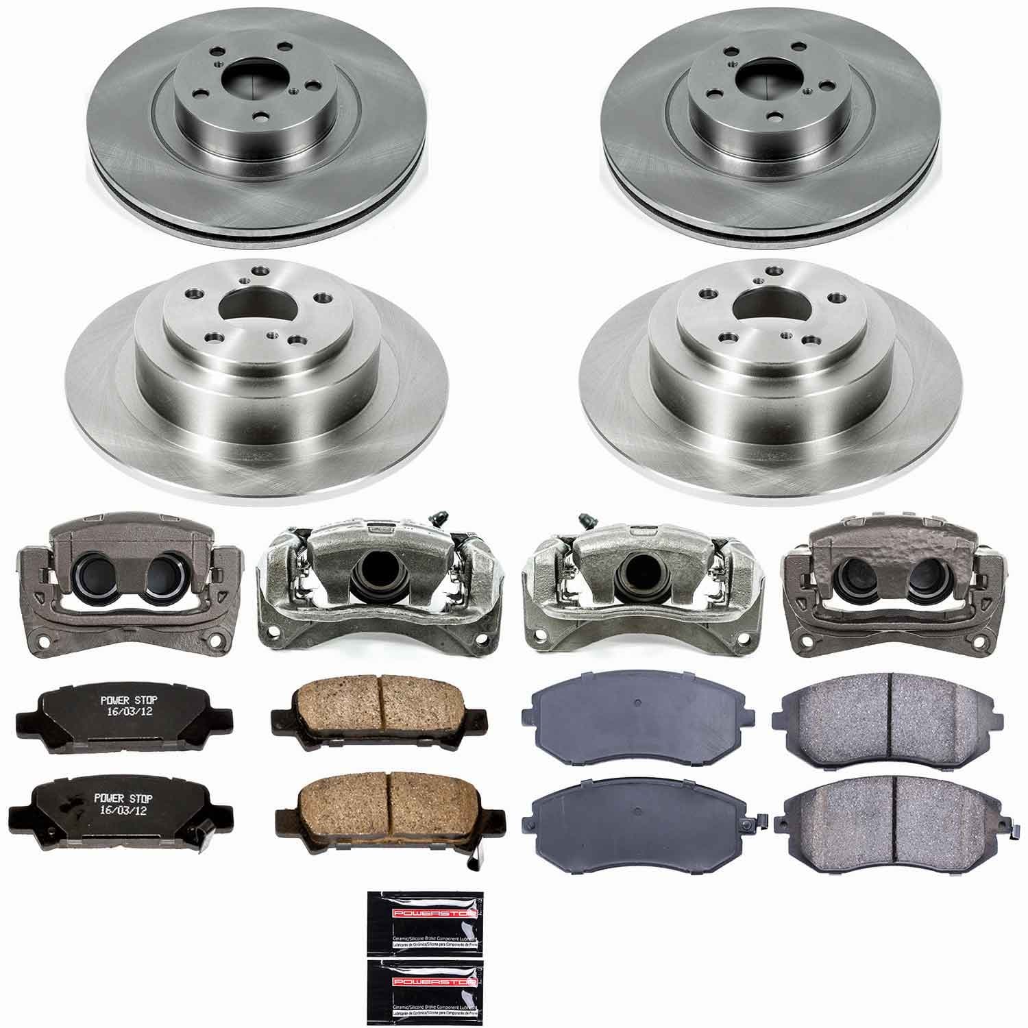 Power Stop - KCOE2748 - Front and Rear - Disc Brake Pad/Caliper and Rotor Kit image 1