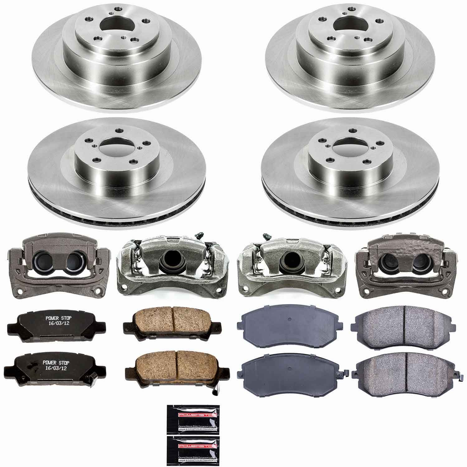 Power Stop - KCOE2751 - Front and Rear - Disc Brake Pad/Caliper and Rotor Kit image 1