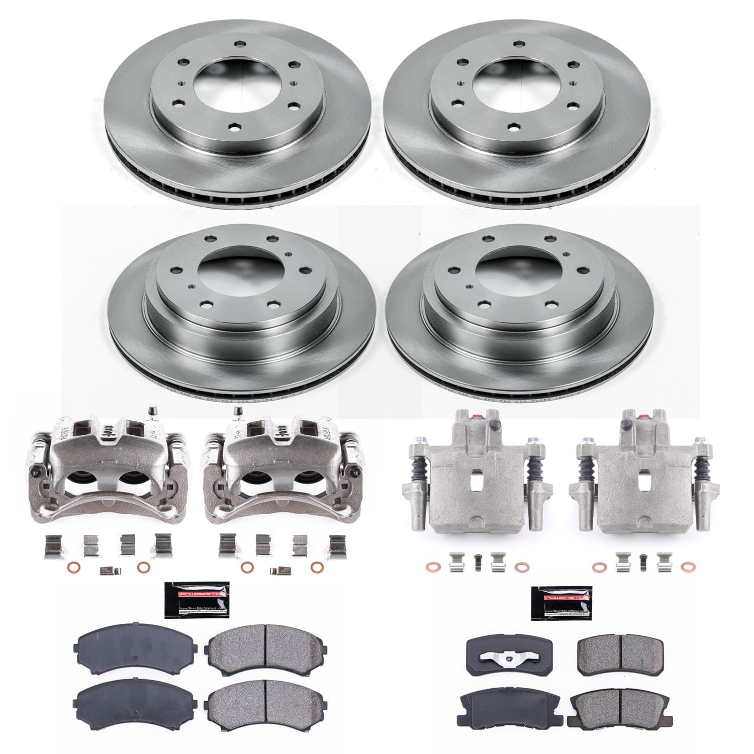 Power Stop - KCOE2755 - Front and Rear - Disc Brake Pad/Caliper and Rotor Kit image 1