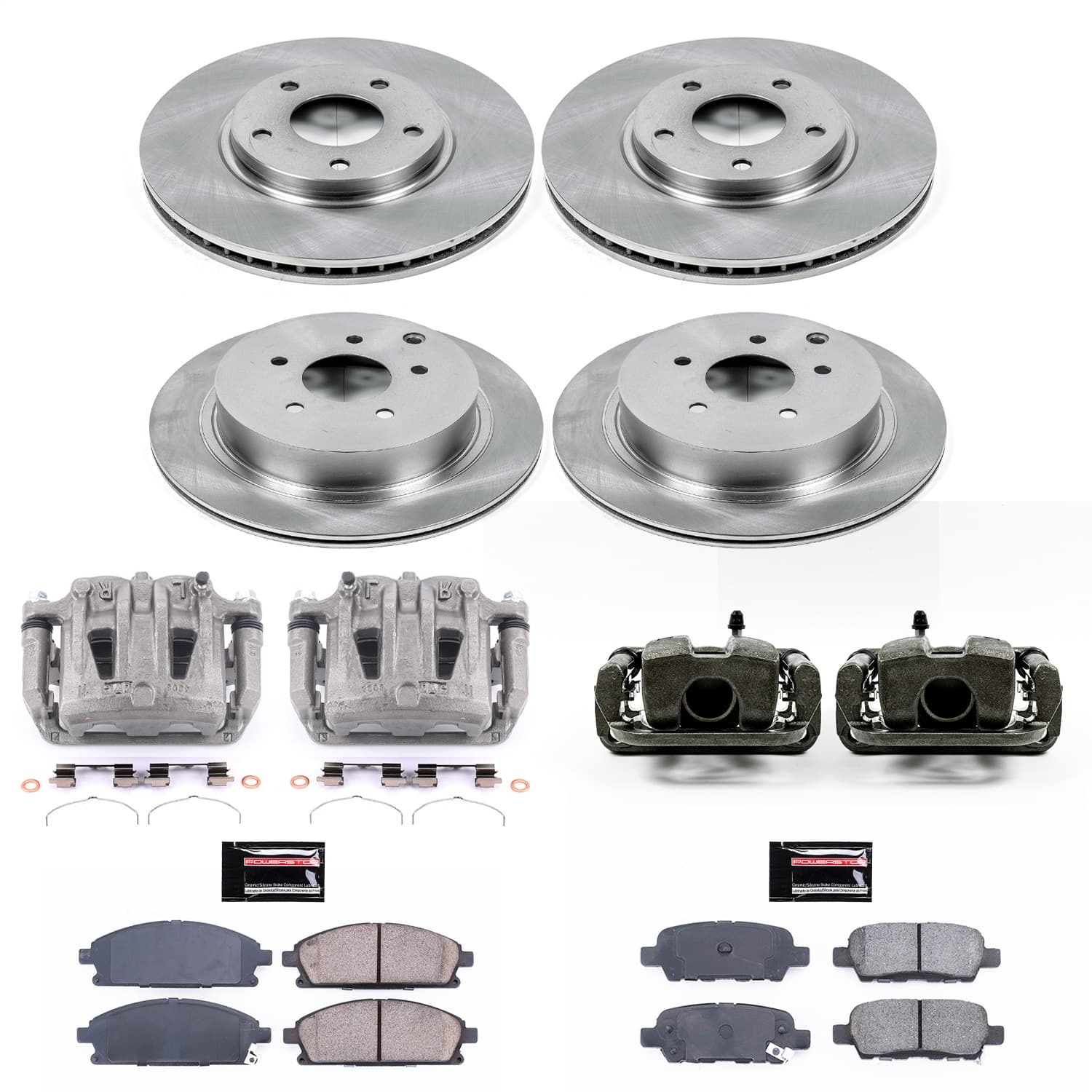 Power Stop - KCOE2766 - Front and Rear - Disc Brake Pad/Caliper and Rotor Kit image 1