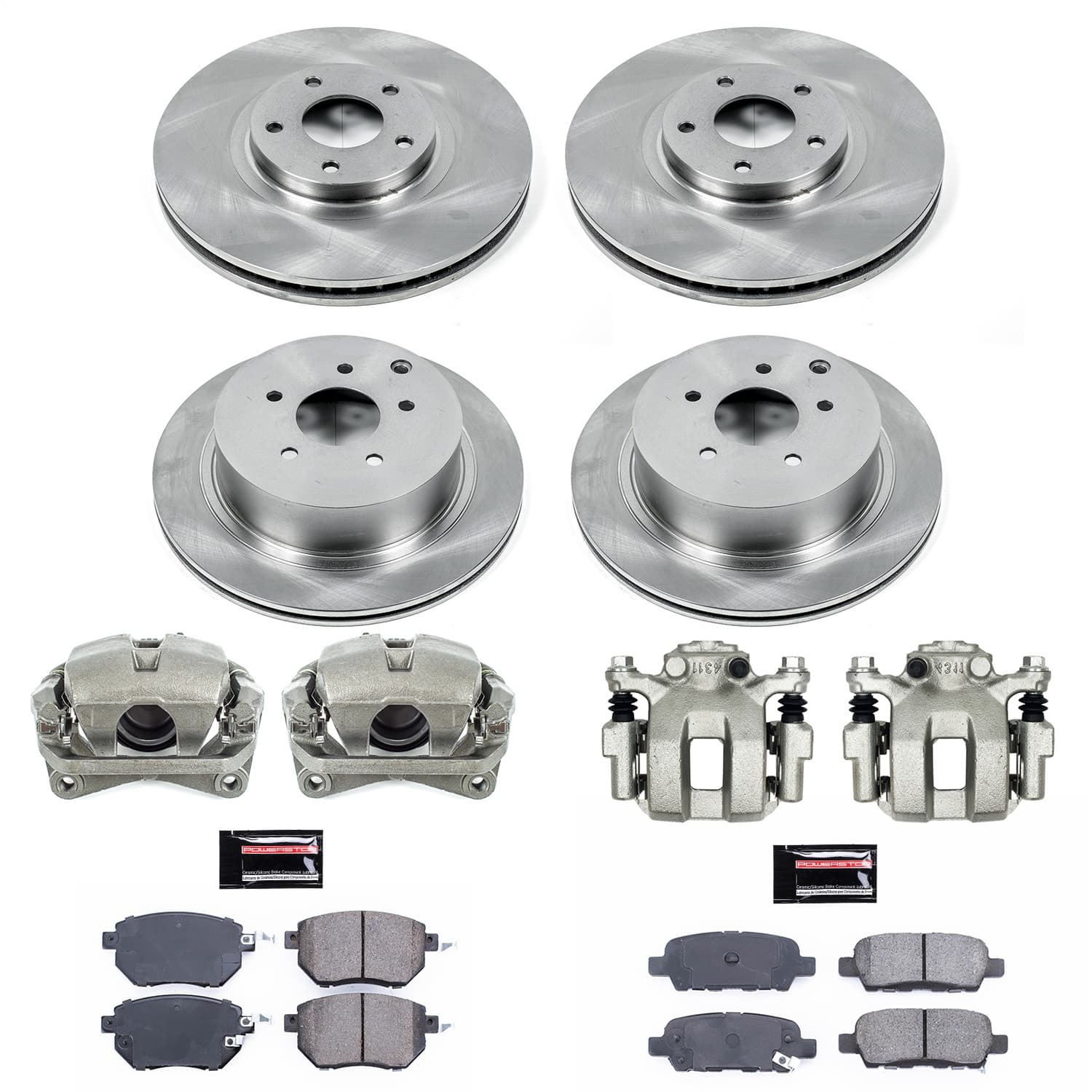 Power Stop - KCOE2767A - Front and Rear - Disc Brake Pad/Caliper and Rotor Kit image 1