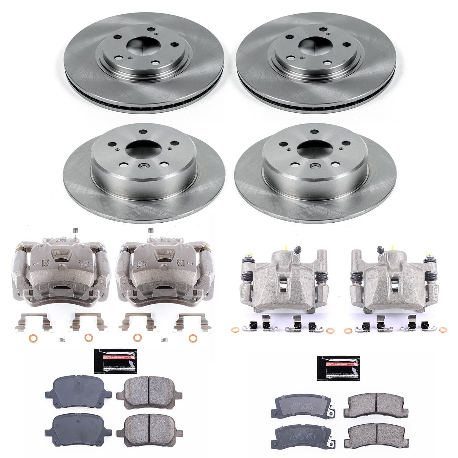 Power Stop - KCOE2774 - Front and Rear - Disc Brake Pad/Caliper and Rotor Kit image 1