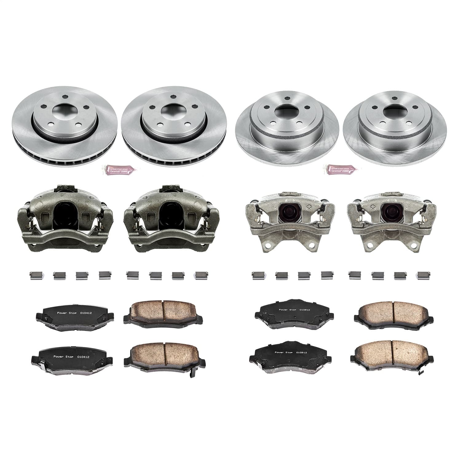 Power Stop - KCOE2798 - Front and Rear - Disc Brake Pad/Caliper and Rotor Kit image 1