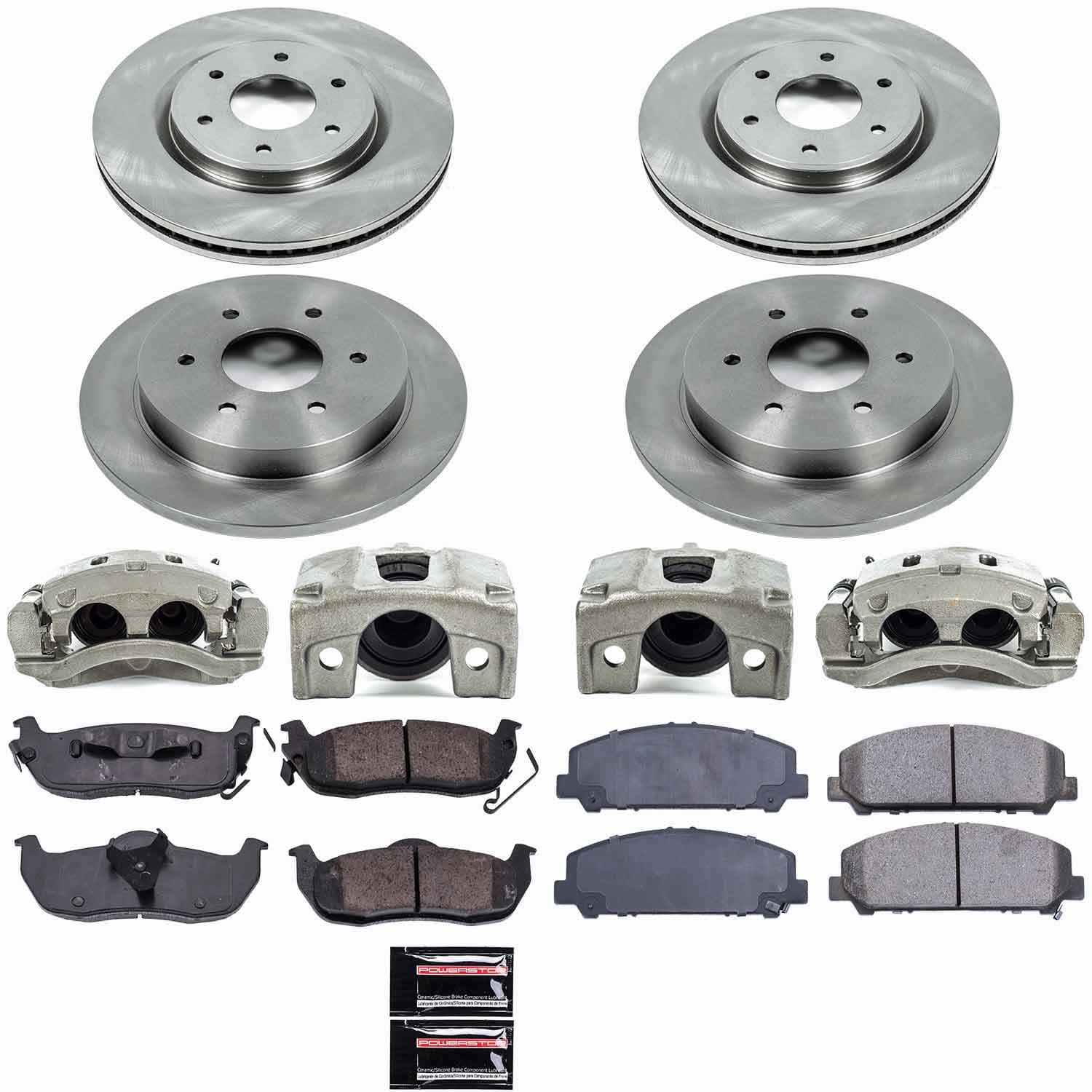 Power Stop - KCOE2804 - Front and Rear - Disc Brake Pad/Caliper and Rotor Kit image 1
