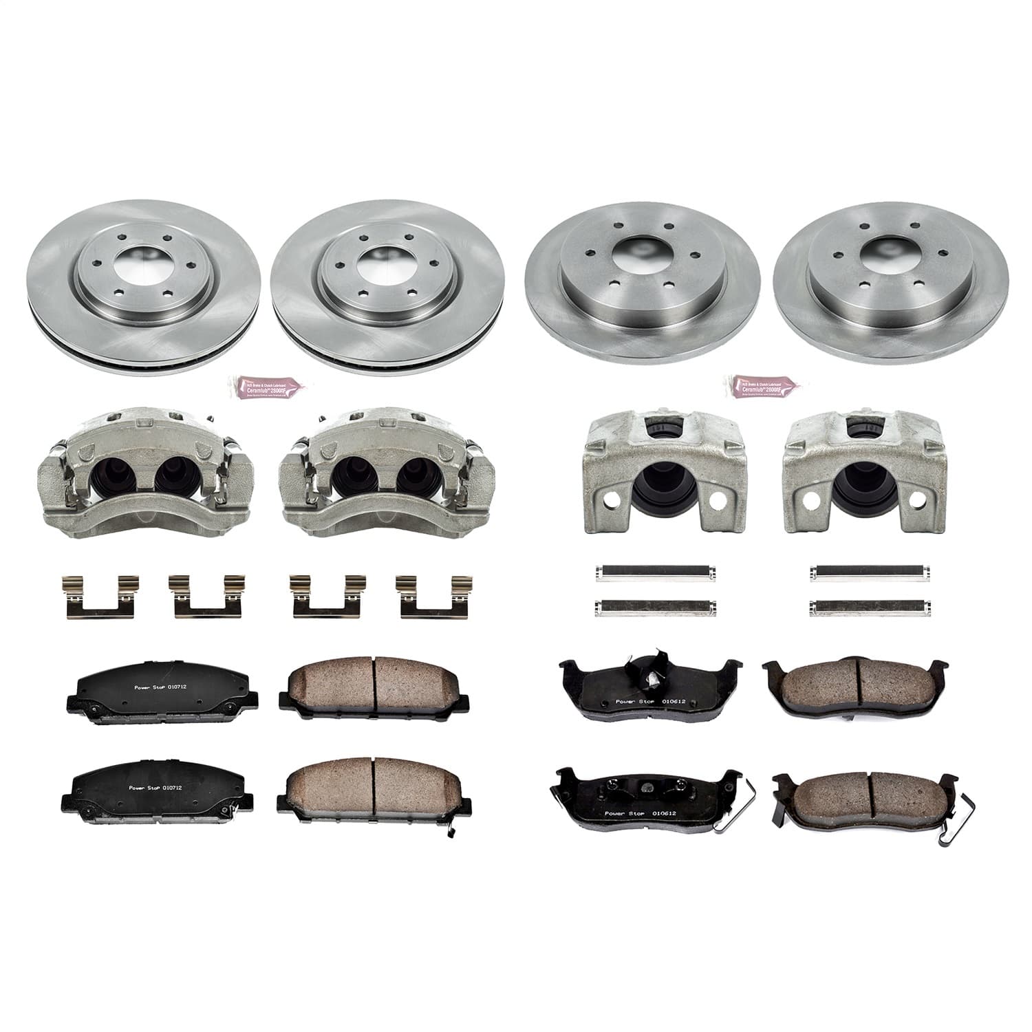 Power Stop - KCOE2805 - Front and Rear - Disc Brake Pad/Caliper and Rotor Kit image 1