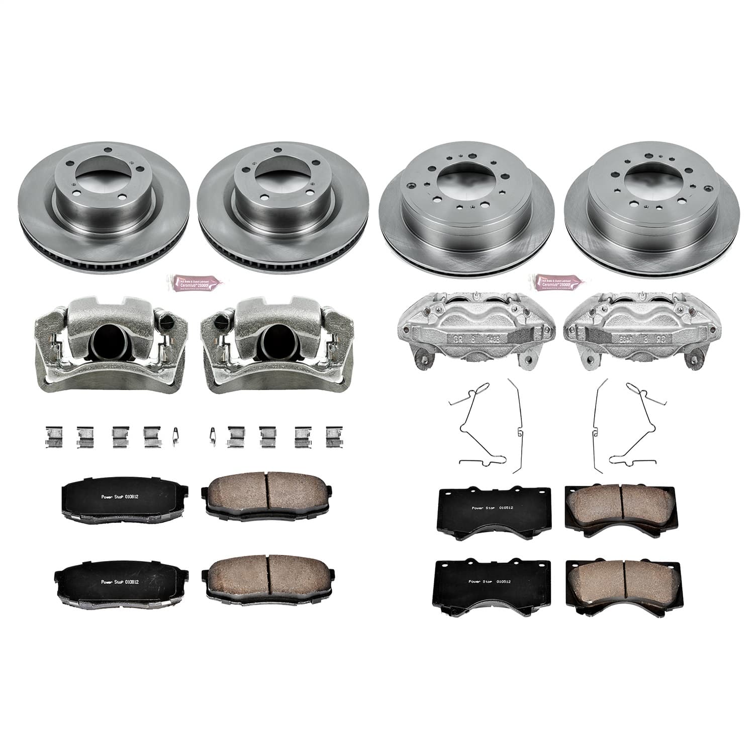 Power Stop - KCOE2813A - Front and Rear - Disc Brake Pad/Caliper and Rotor Kit image 1