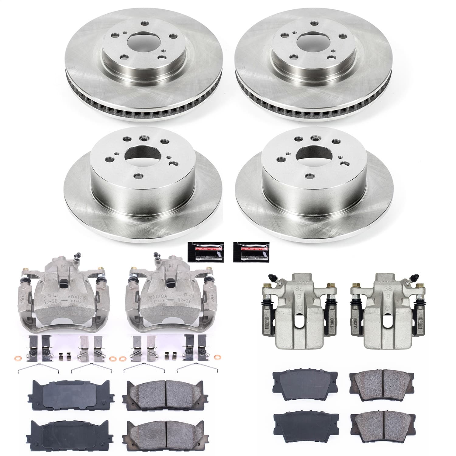 Power Stop - KCOE2822 - Front and Rear - Disc Brake Pad/Caliper and Rotor Kit image 1