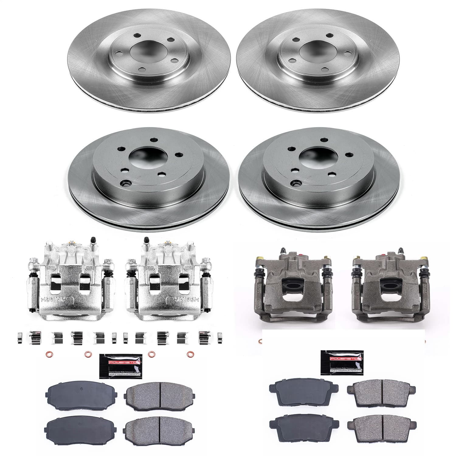 Power Stop - KCOE2829 - Front and Rear - Disc Brake Pad/Caliper and Rotor Kit image 1