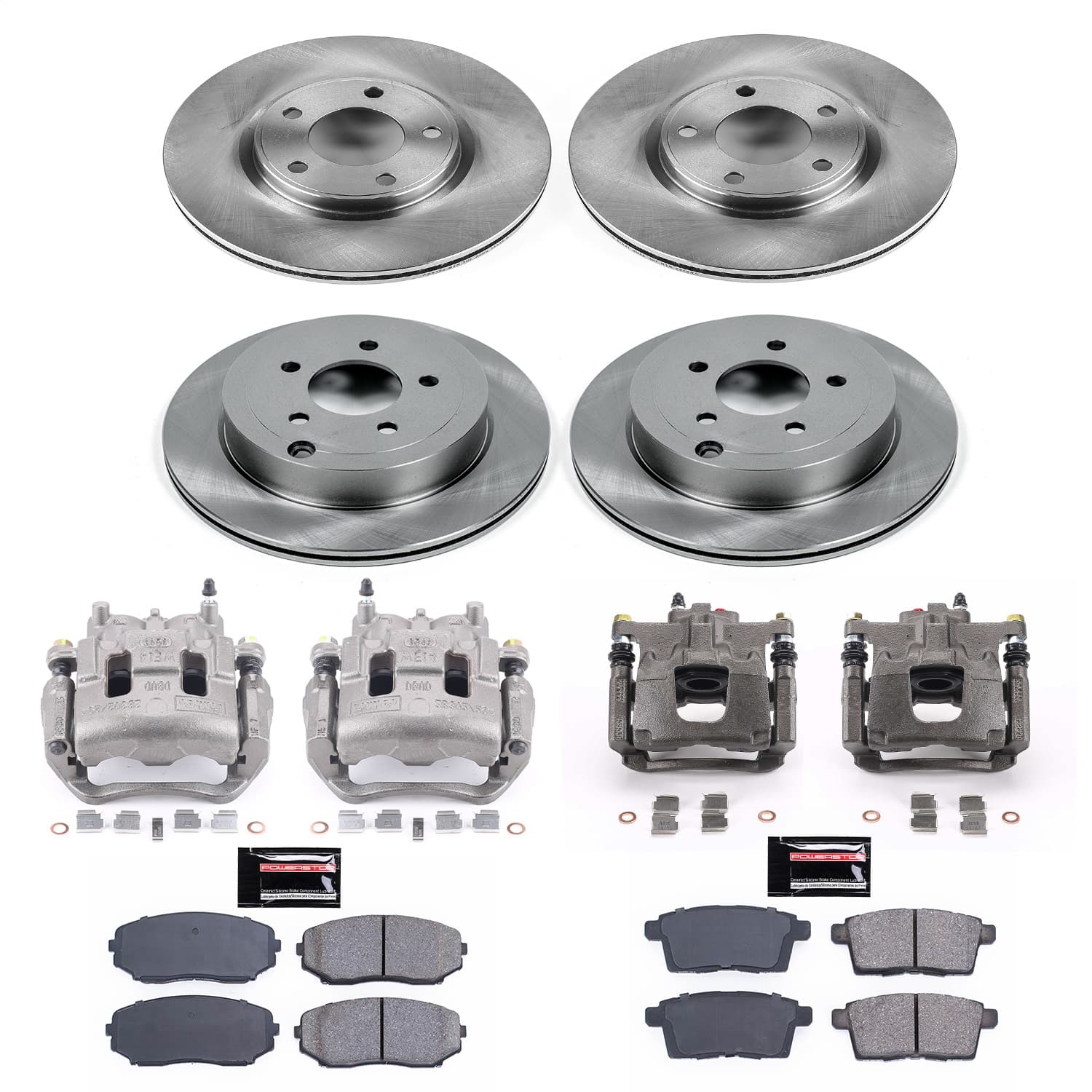 Power Stop - KCOE2830 - Front and Rear - Disc Brake Pad/Caliper and Rotor Kit image 1
