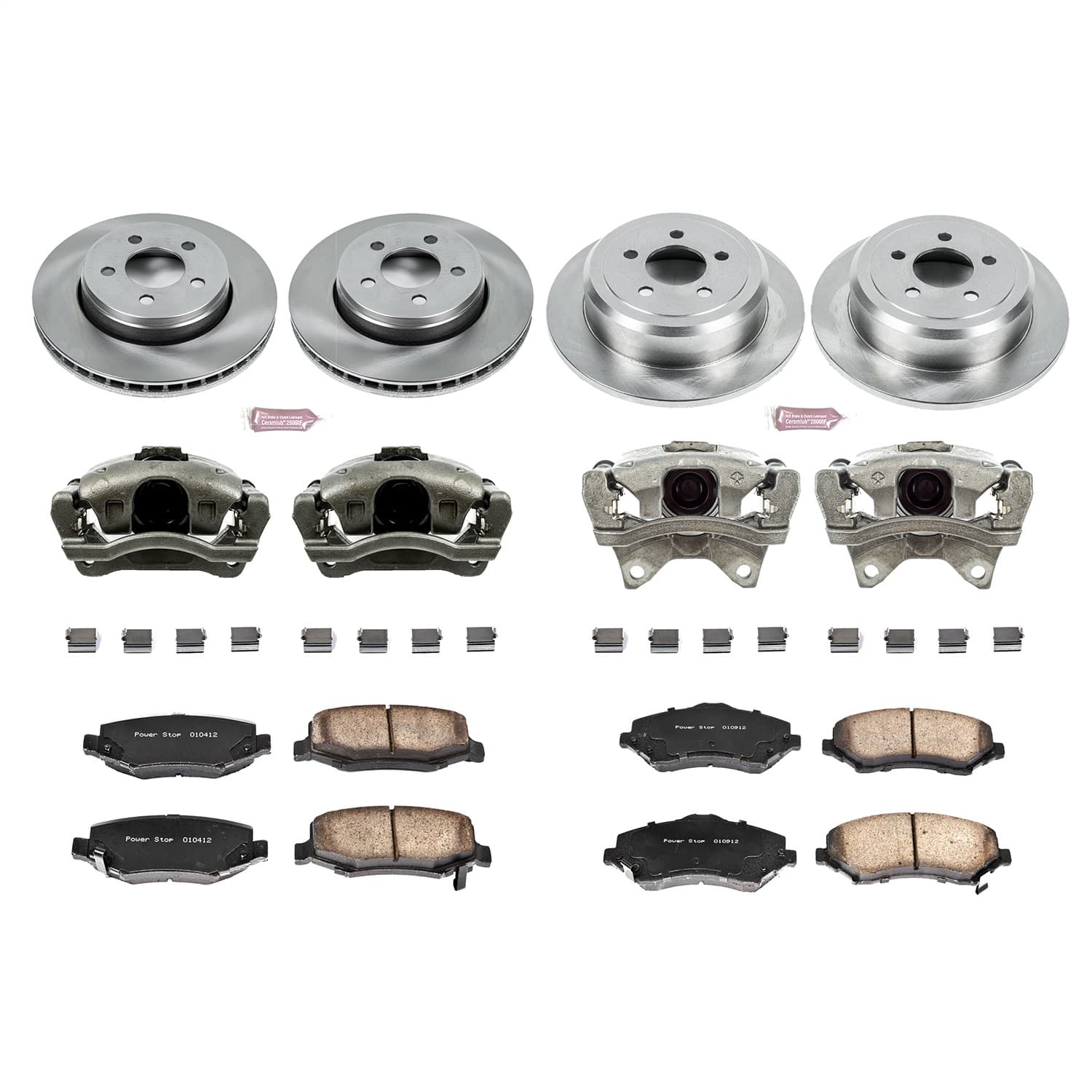 Power Stop - KCOE2832A - Front and Rear - Disc Brake Pad/Caliper and Rotor Kit image 1