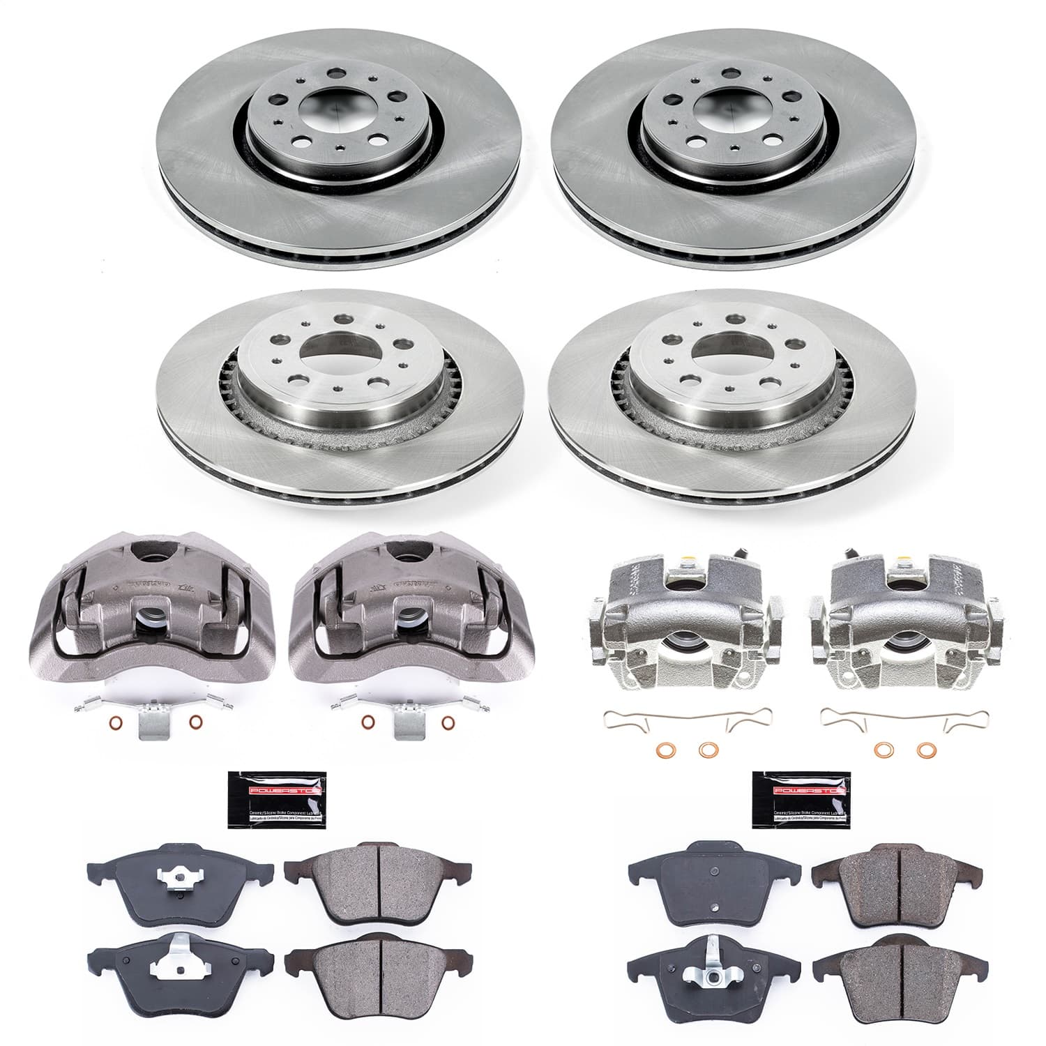 Power Stop - KCOE2835 - Front and Rear - Disc Brake Pad/Caliper and Rotor Kit image 1