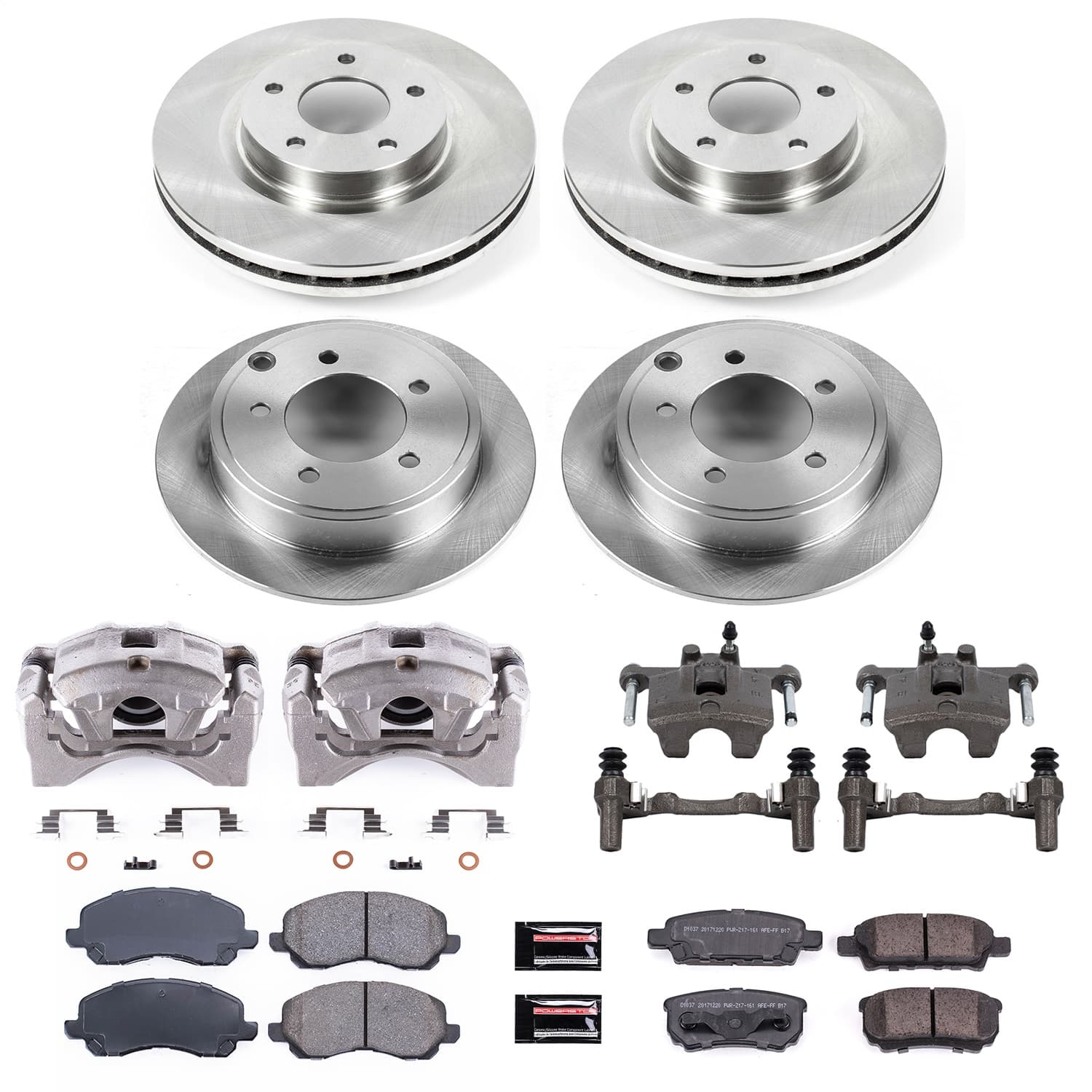 Power Stop - KCOE2840 - Front and Rear - Disc Brake Pad/Caliper and Rotor Kit image 1