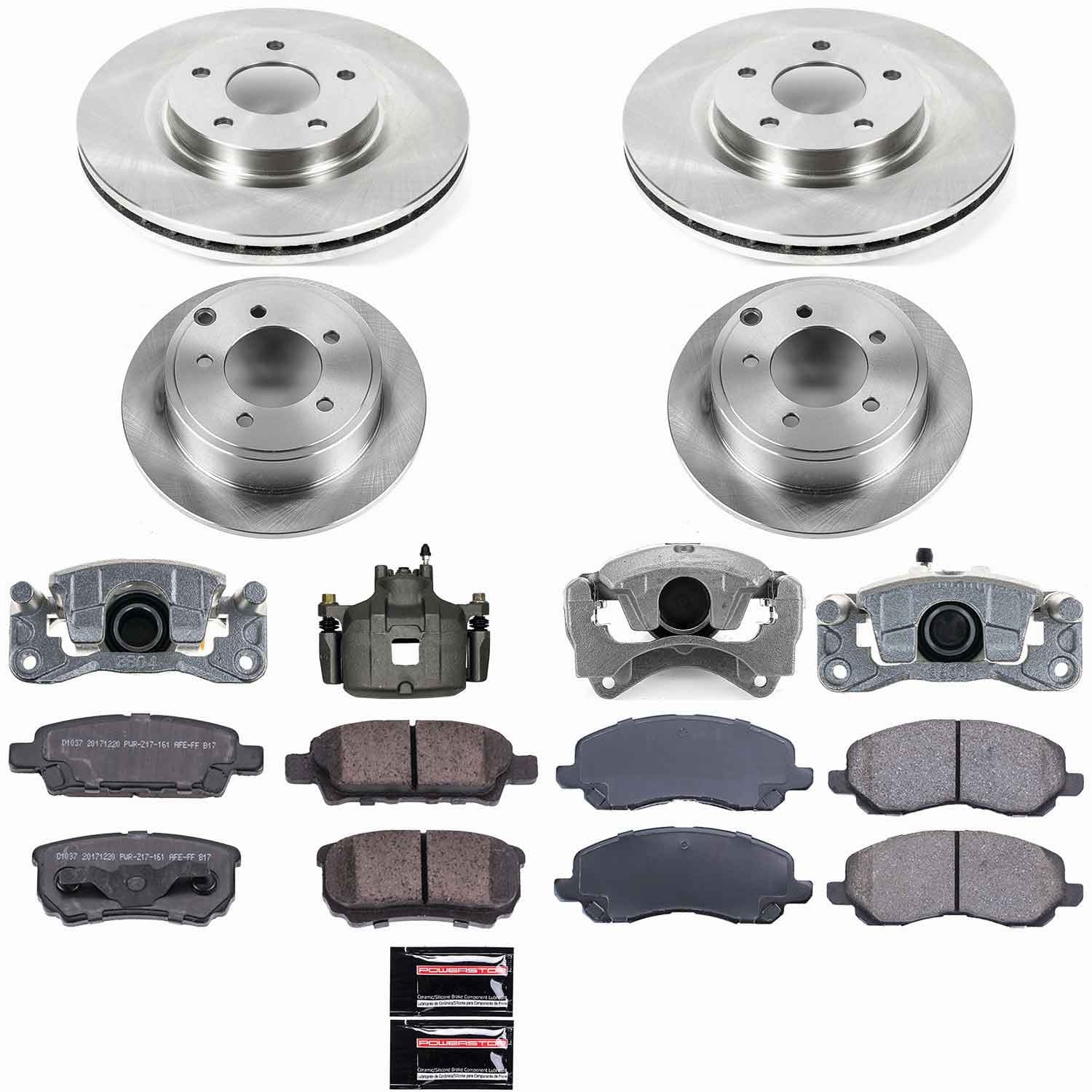 Power Stop - KCOE2840A - Front and Rear - Disc Brake Pad/Caliper and Rotor Kit image 1