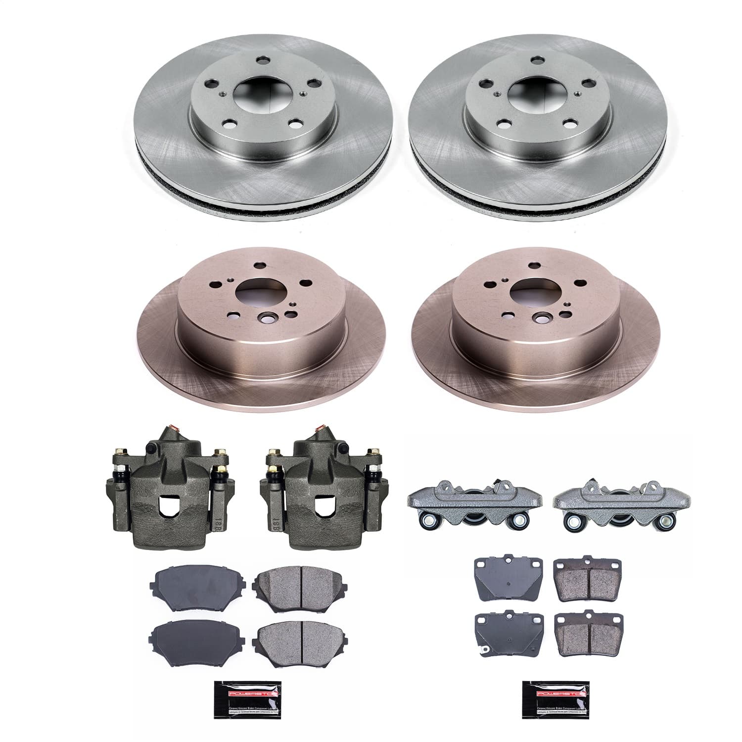 Power Stop - KCOE2842 - Front and Rear - Disc Brake Pad/Caliper and Rotor Kit image 1