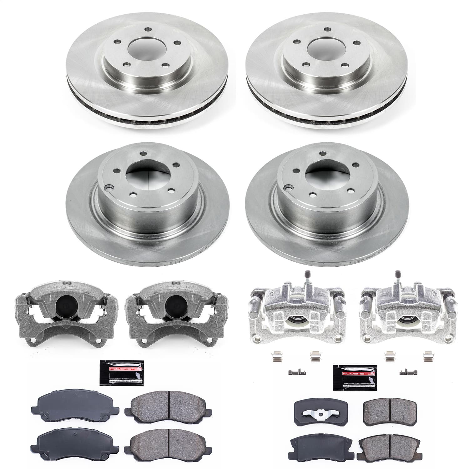 Power Stop - KCOE2848B - Front and Rear - Disc Brake Pad/Caliper and Rotor Kit image 1