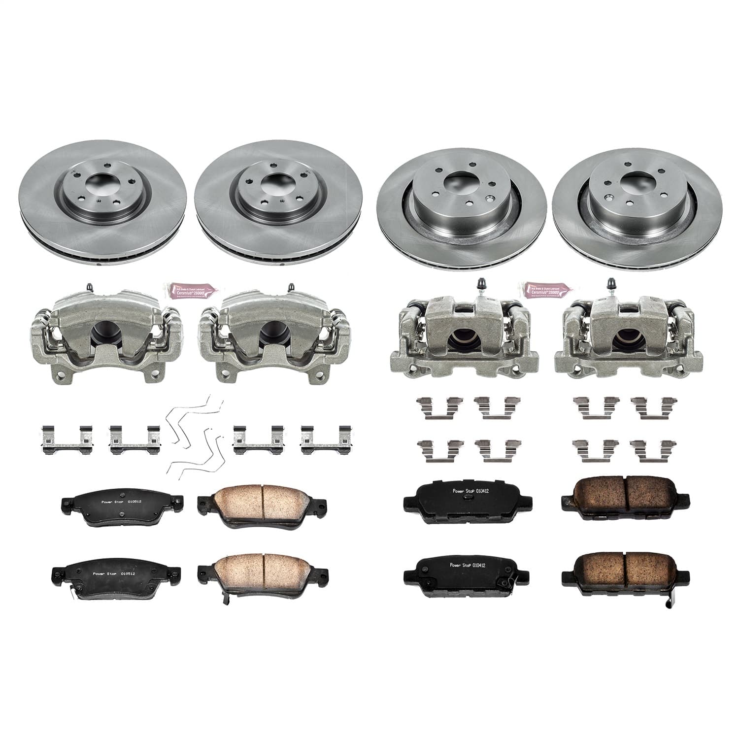 Power Stop - KCOE2862 - Front and Rear - Disc Brake Pad/Caliper and Rotor Kit image 1