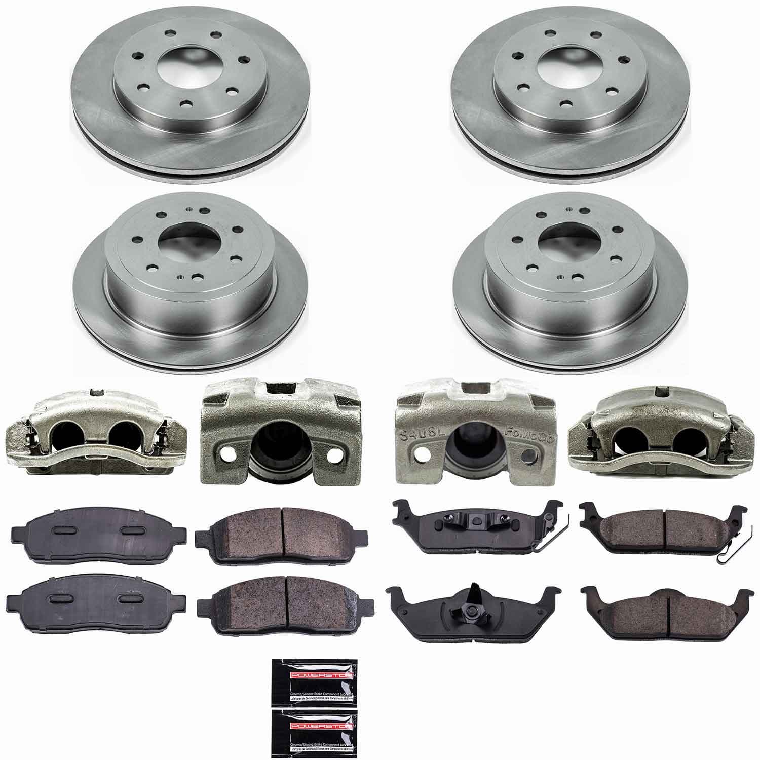 Power Stop - KCOE4006A - Front and Rear - Disc Brake Pad/Caliper and Rotor Kit image 1