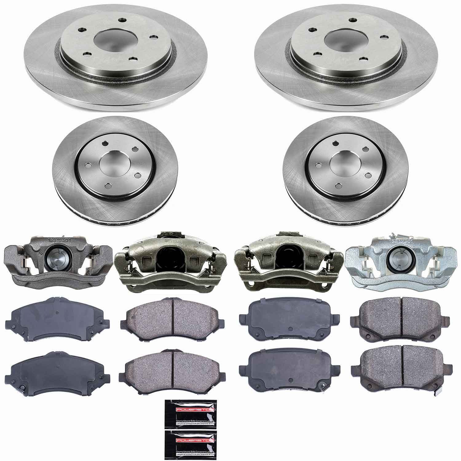 Power Stop - KCOE4015 - Front and Rear - Disc Brake Pad/Caliper and Rotor Kit image 1
