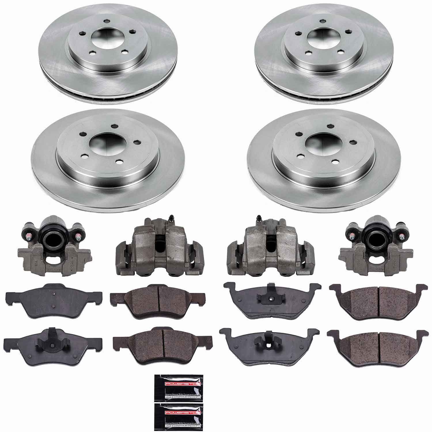 Power Stop - KCOE4024 - Front and Rear - Disc Brake Pad/Caliper and Rotor Kit image 1