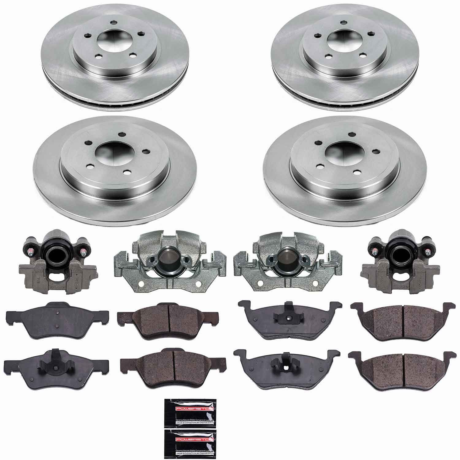 Power Stop - KCOE4024A - Front and Rear - Disc Brake Pad/Caliper and Rotor Kit image 1