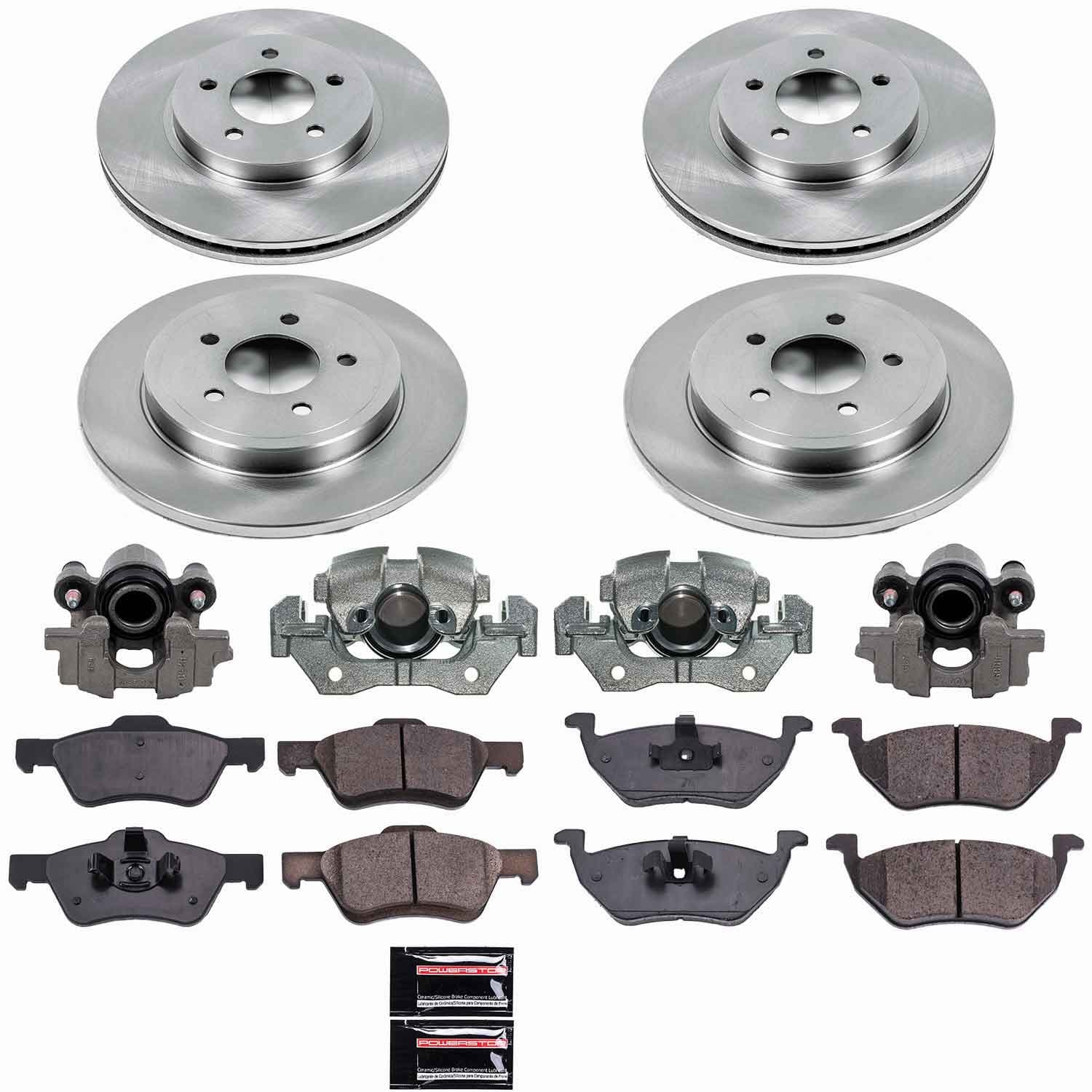 Power Stop - KCOE4025 - Front and Rear - Disc Brake Pad/Caliper and Rotor Kit image 1