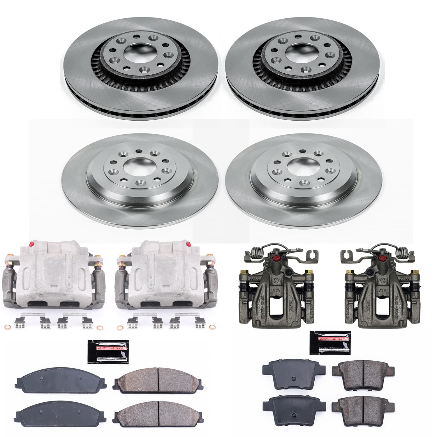 Power Stop - KCOE4039 - Front and Rear - Disc Brake Pad/Caliper and Rotor Kit image 1