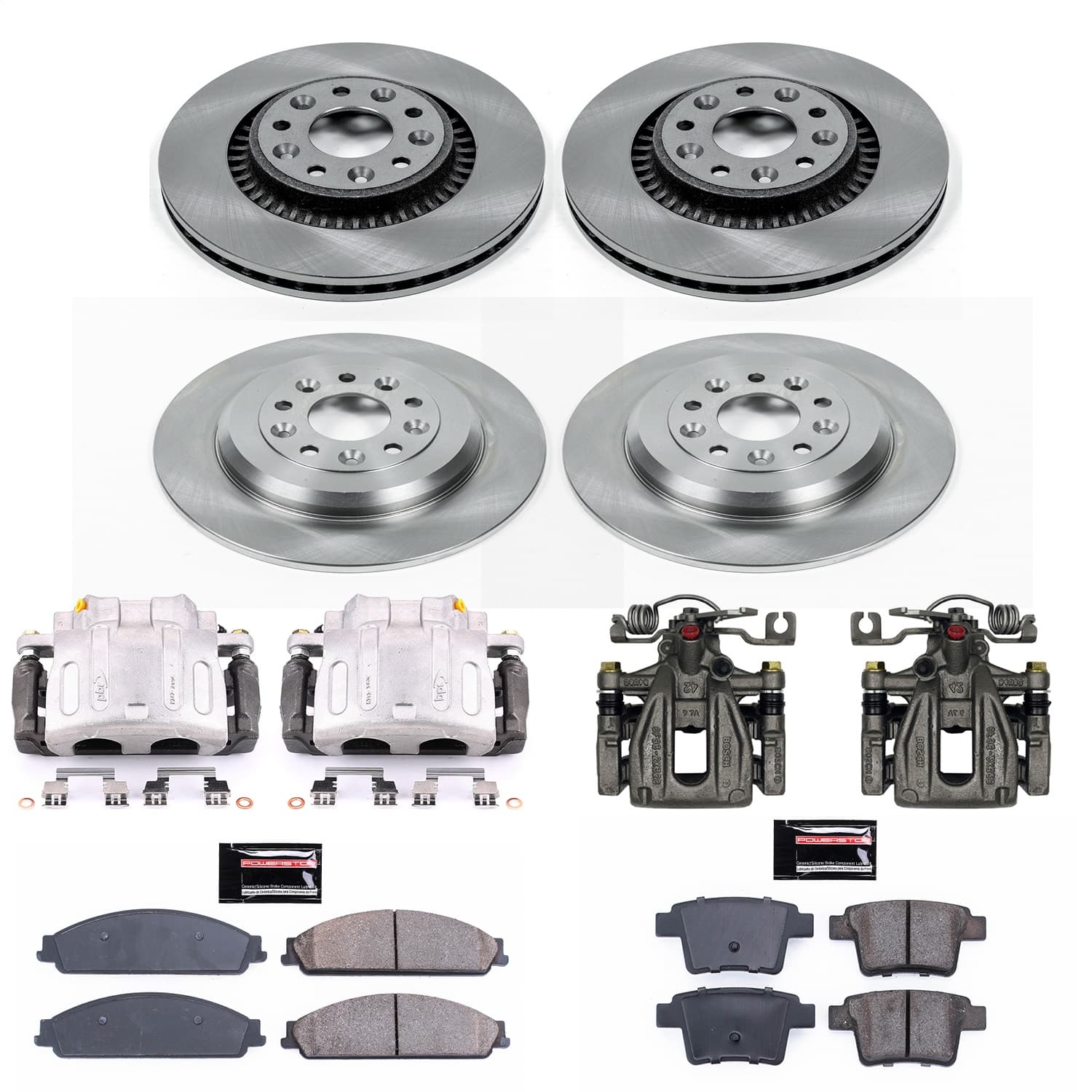 Power Stop - KCOE4039A - Front and Rear - Disc Brake Pad/Caliper and Rotor Kit image 1