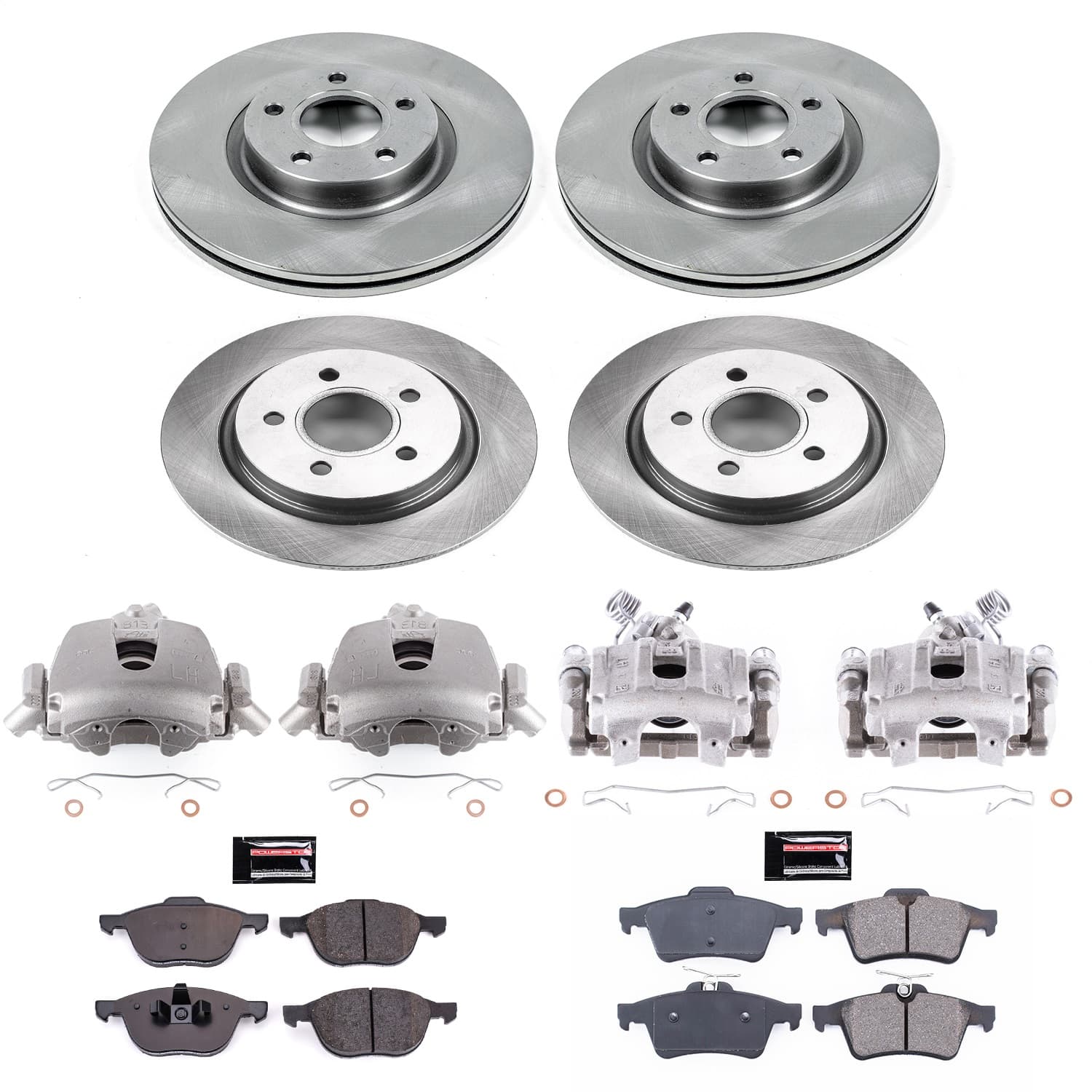 Power Stop - KCOE4051A - Front and Rear - Disc Brake Pad/Caliper and Rotor Kit image 1