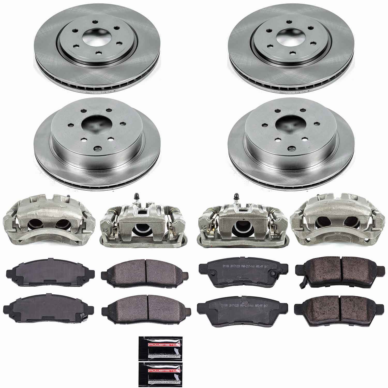 Power Stop - KCOE4062 - Front and Rear - Disc Brake Pad/Caliper and Rotor Kit image 1