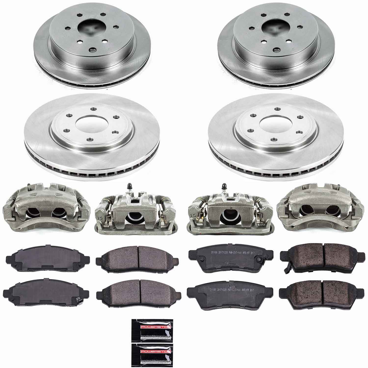 Power Stop - KCOE4063 - Front and Rear - Disc Brake Pad/Caliper and Rotor Kit image 1
