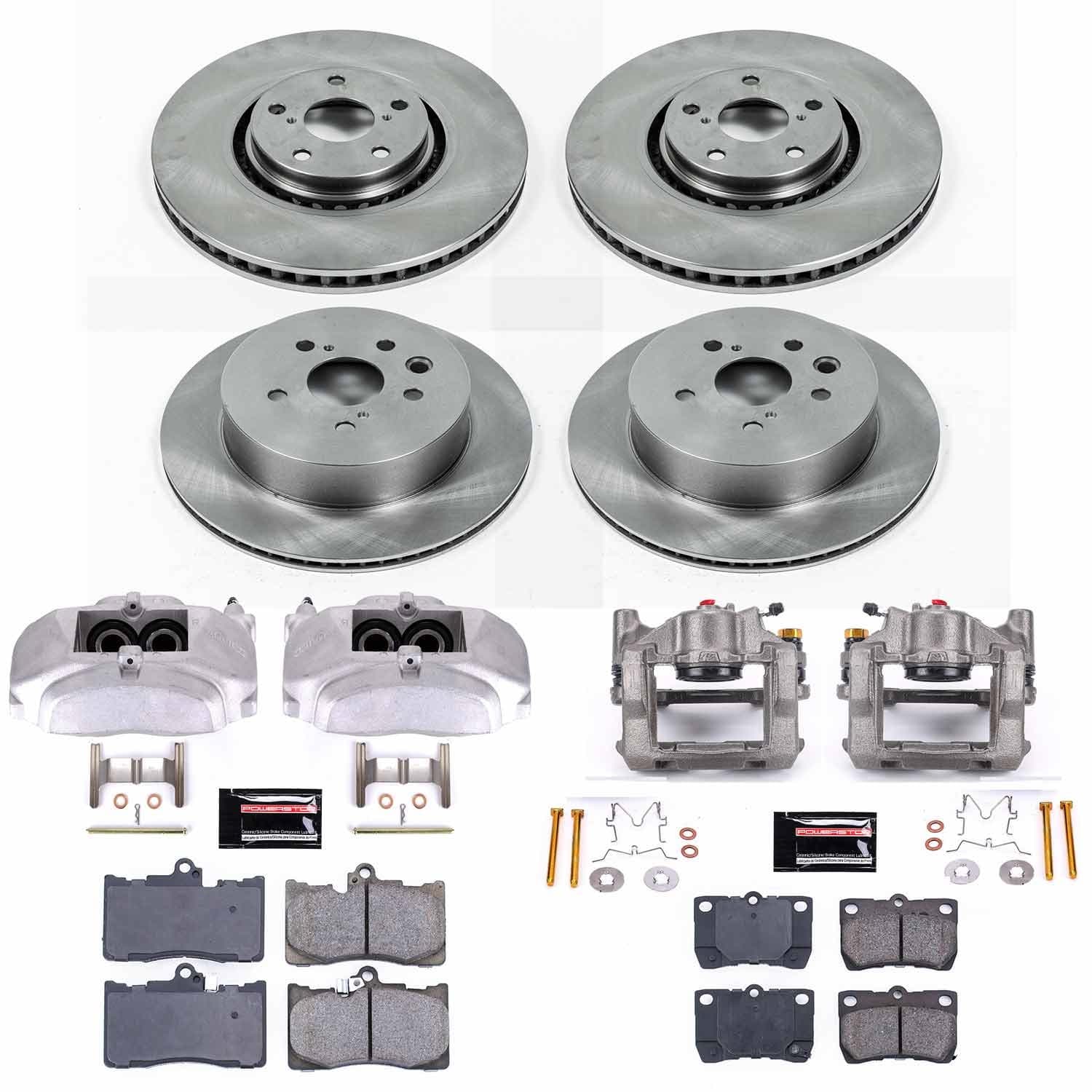 Power Stop - KCOE4071 - Front and Rear - Disc Brake Pad/Caliper and Rotor Kit image 1