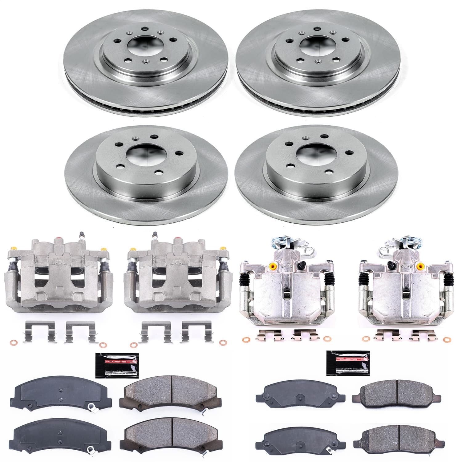 Power Stop - KCOE4097 - Front and Rear - Disc Brake Pad/Caliper and Rotor Kit image 1