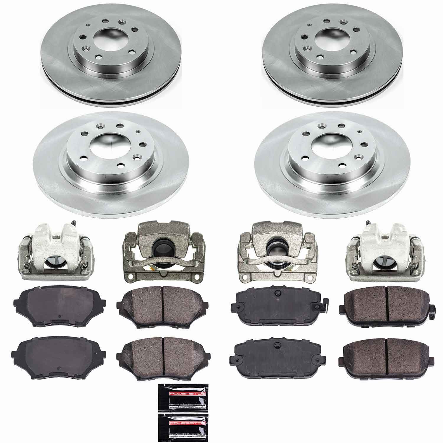 Power Stop - KCOE4098 - Front and Rear - Disc Brake Pad/Caliper and Rotor Kit image 1