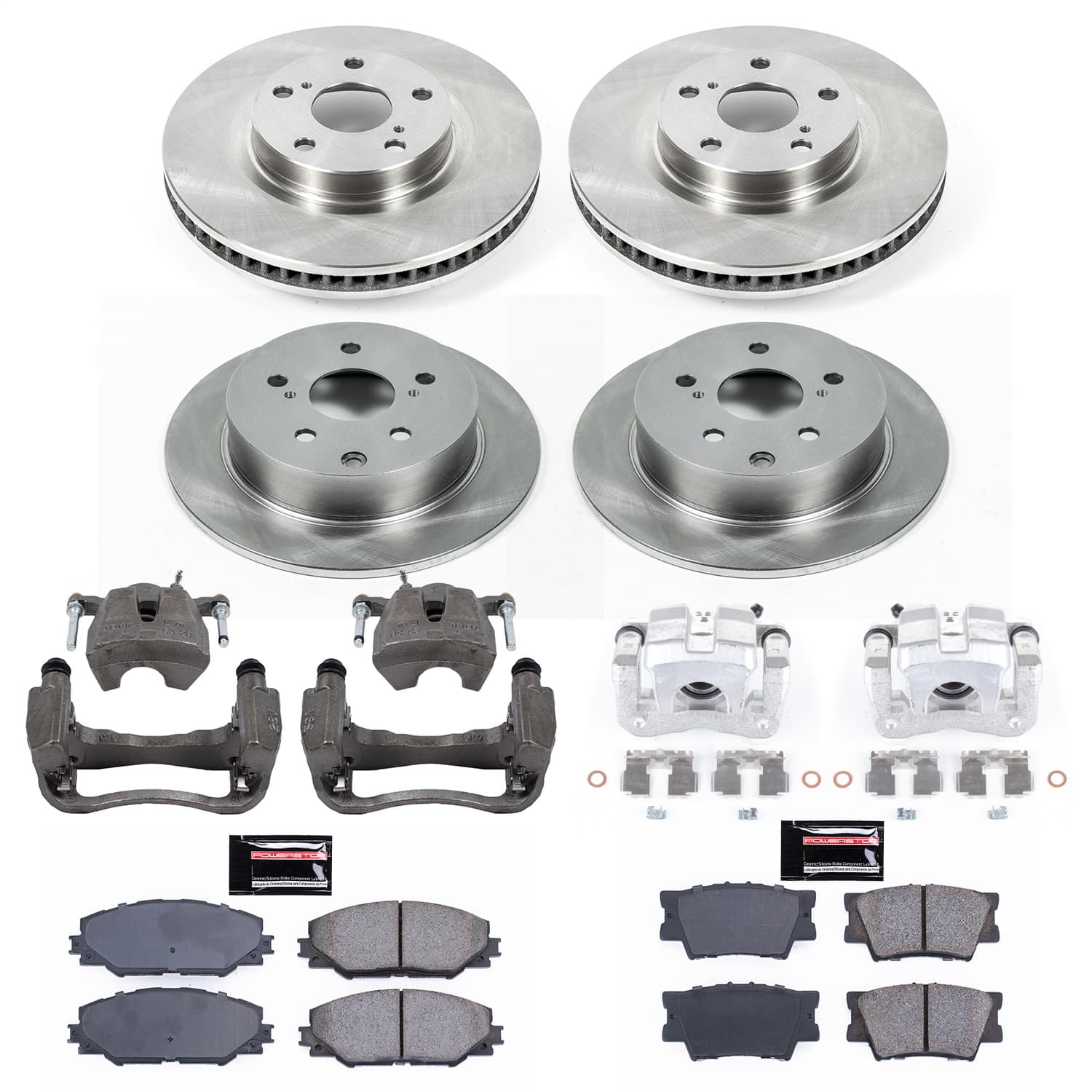Power Stop - KCOE4099 - Front and Rear - Disc Brake Pad/Caliper and Rotor Kit image 1