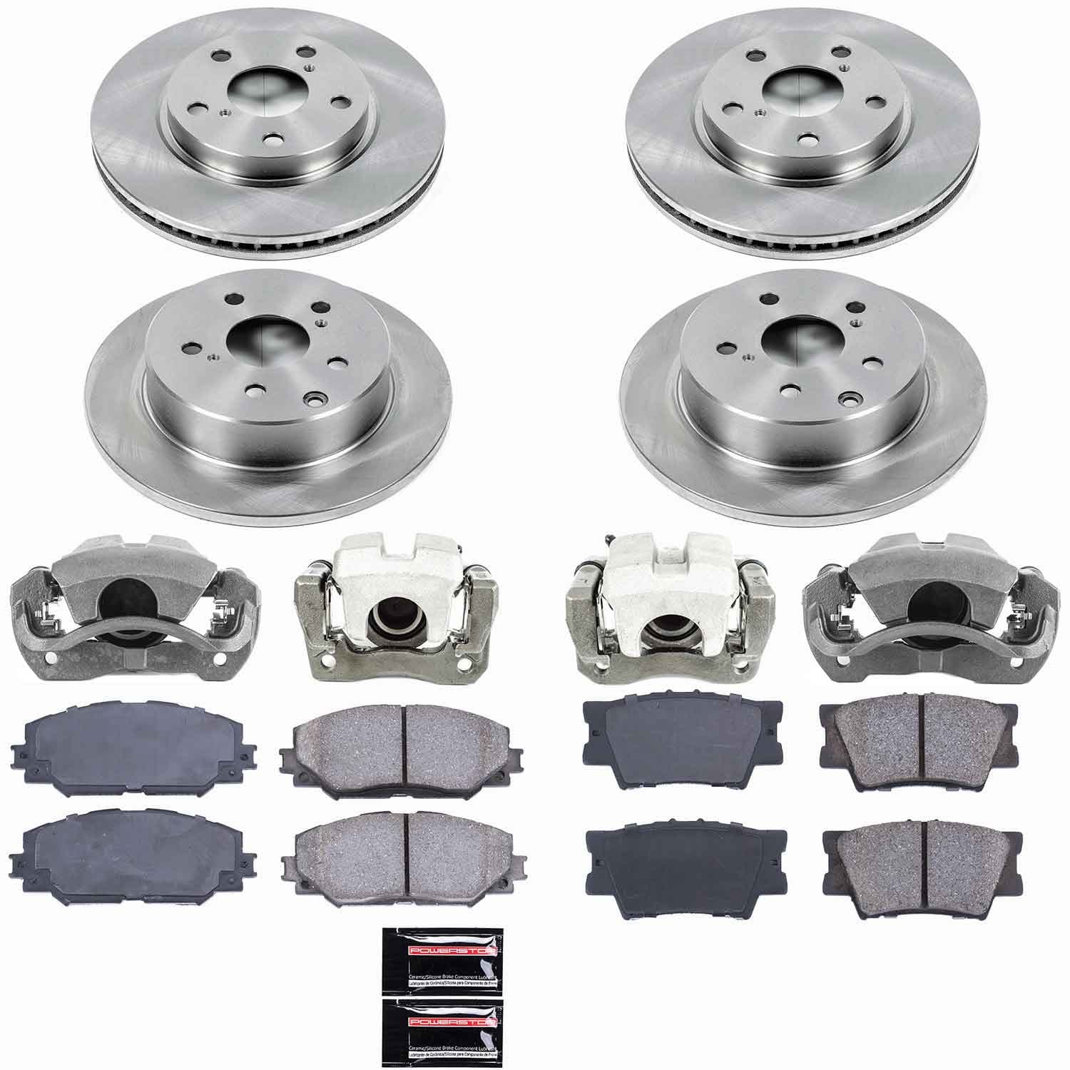 Power Stop - KCOE4100A - Front and Rear - Disc Brake Pad/Caliper and Rotor Kit image 1